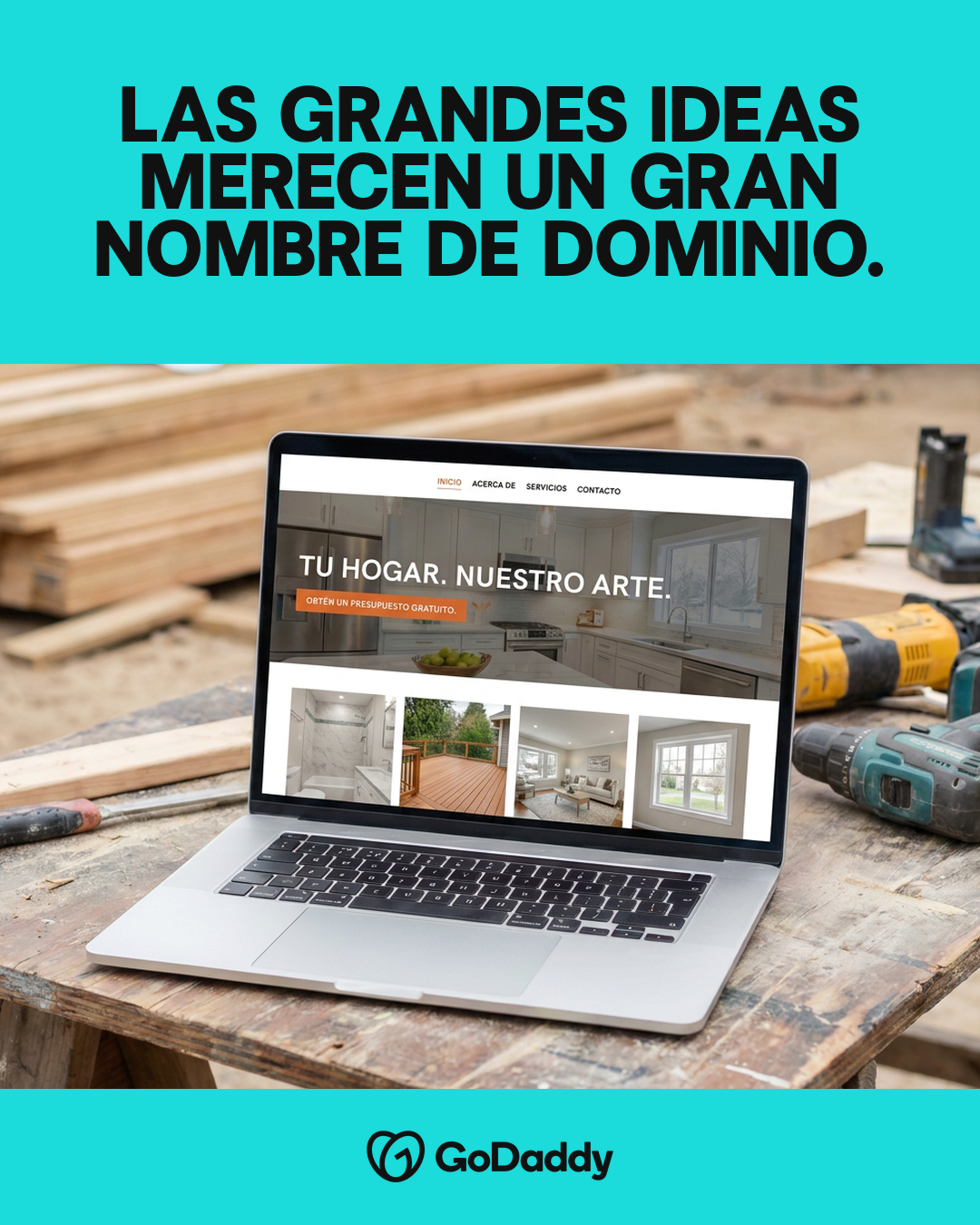 GoDaddy España Facebook ad: Tu.com está a solo una búsqueda de distancia