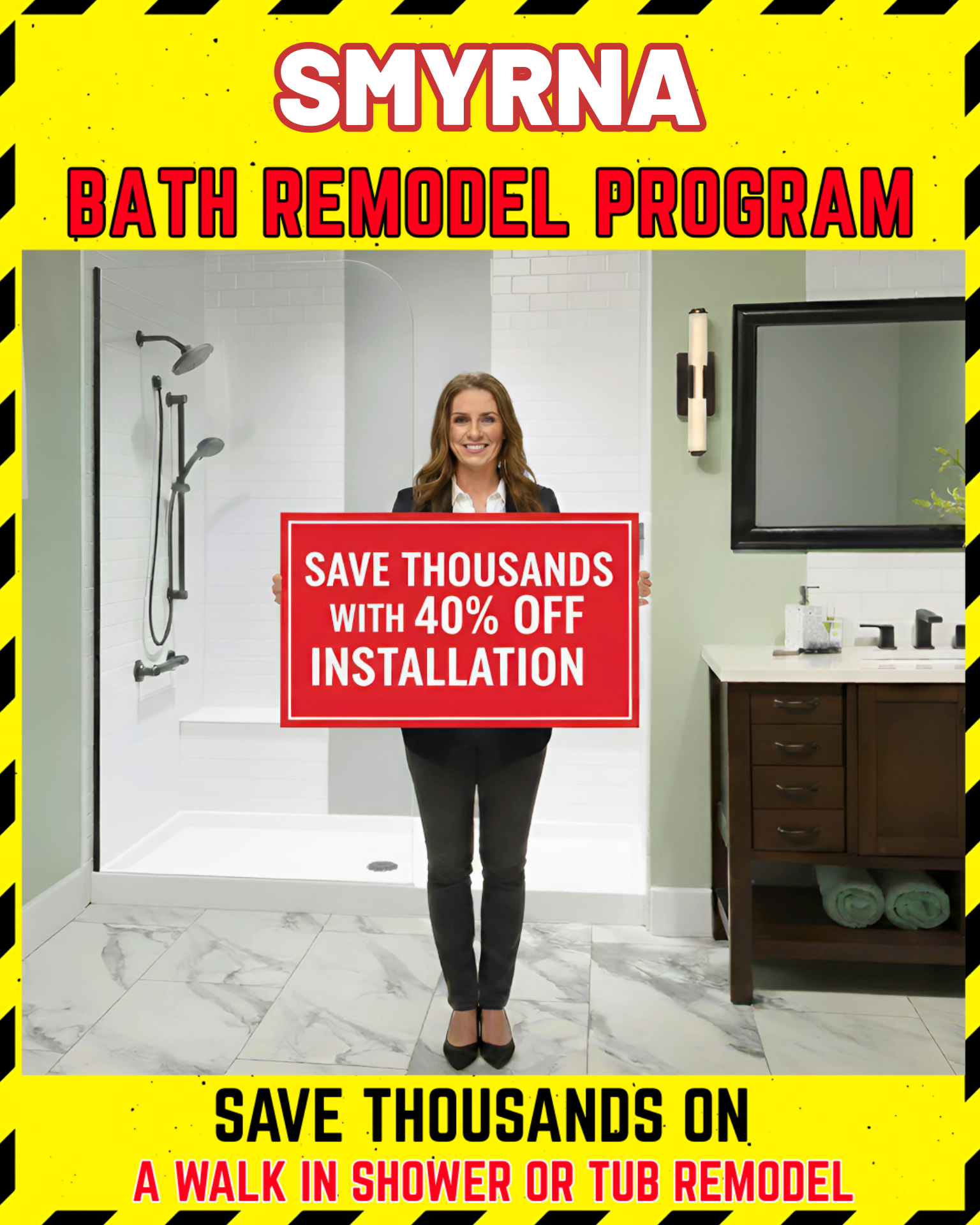 ImproveIt Bath Remodel Facebook ad: Save Thousands On A Bath Remodel In Smyrna