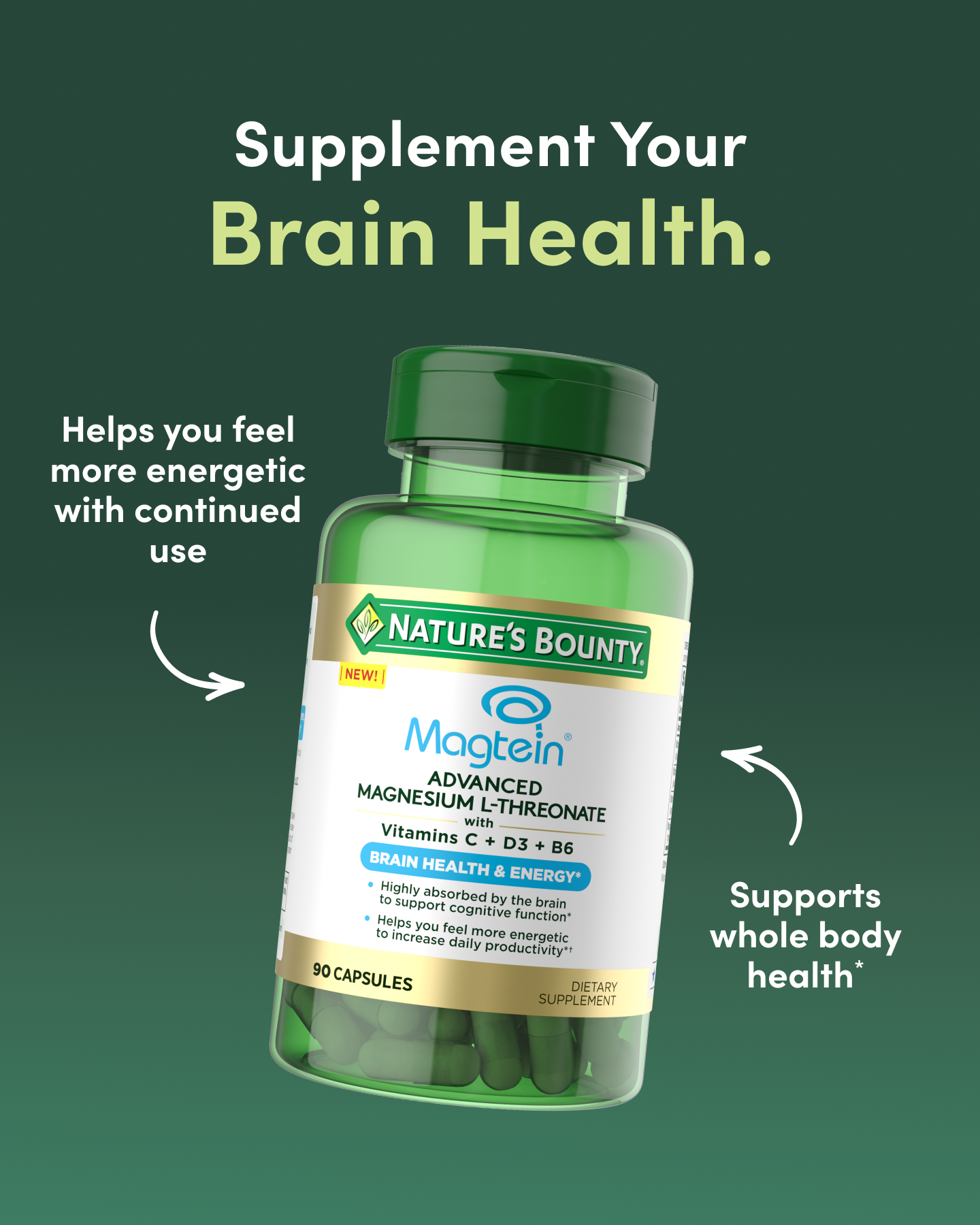 Nature's Bounty Facebook ad: Targeted Brain Support Starts Here
