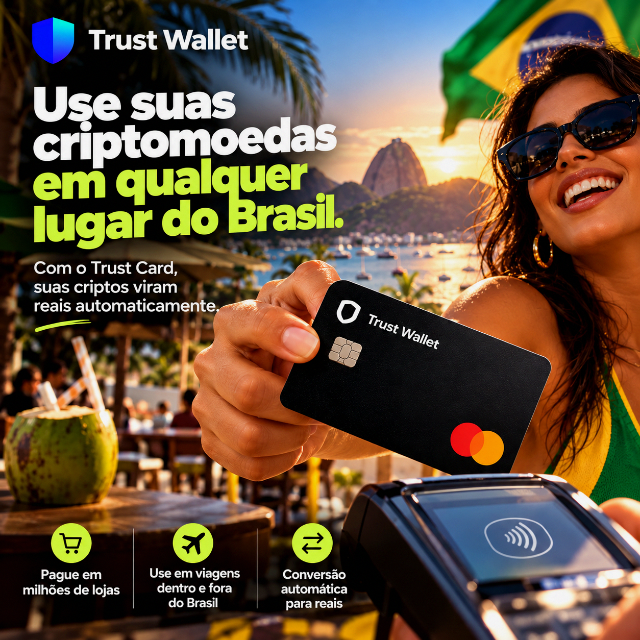 Penguii's Are Flightless Facebook ad: Sua cripto. Seu cartão. Sua liberdade.