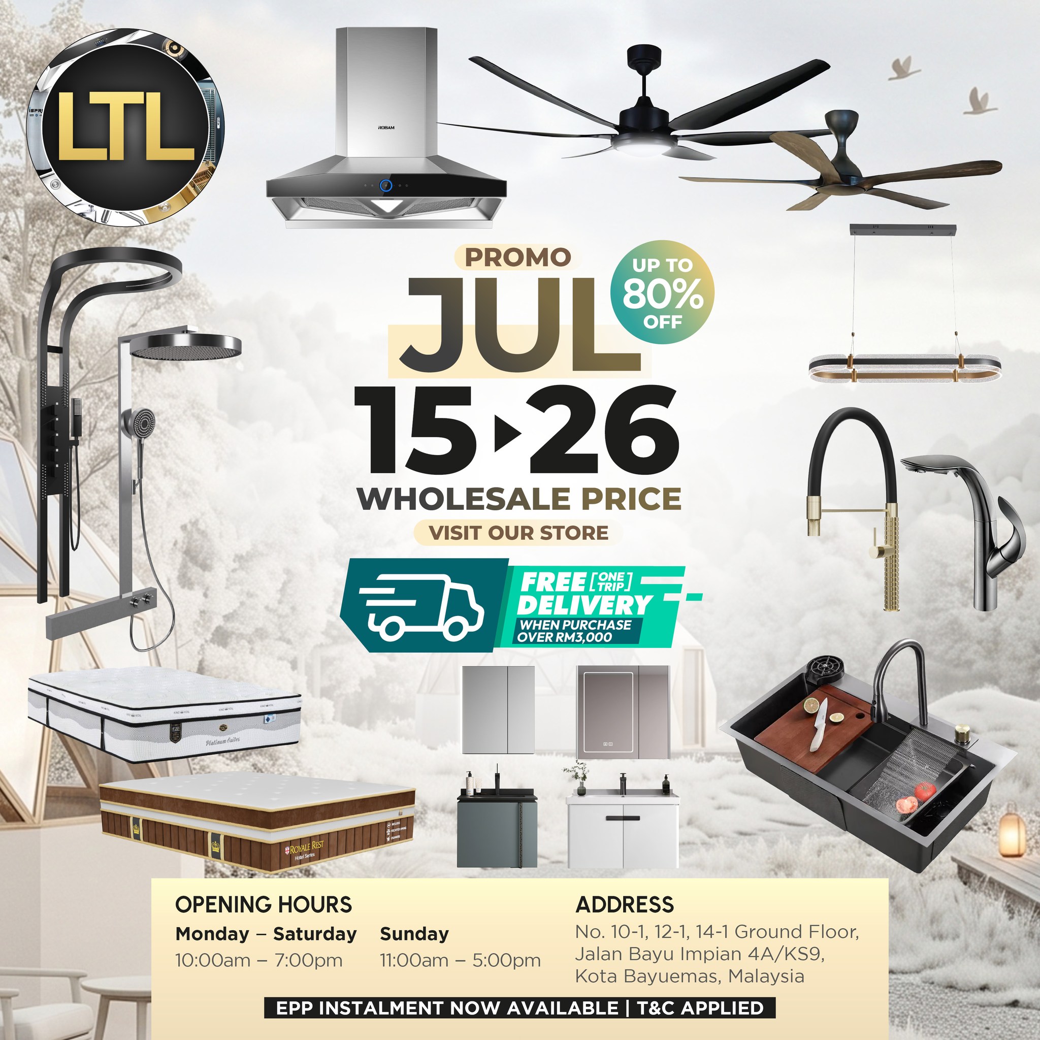LTL Bath, Kitchen, Lighting & Mattress - Bayuemas Bukit Tinggi Klang Facebook ad: 𝐁𝐀𝐓𝐇 𝐊𝐈𝐓𝐂𝐇𝐄𝐍 𝐋𝐈𝐆𝐇𝐓𝐈𝐍𝐆 𝐌𝐀𝐓𝐓𝐑𝐄𝐒𝐒