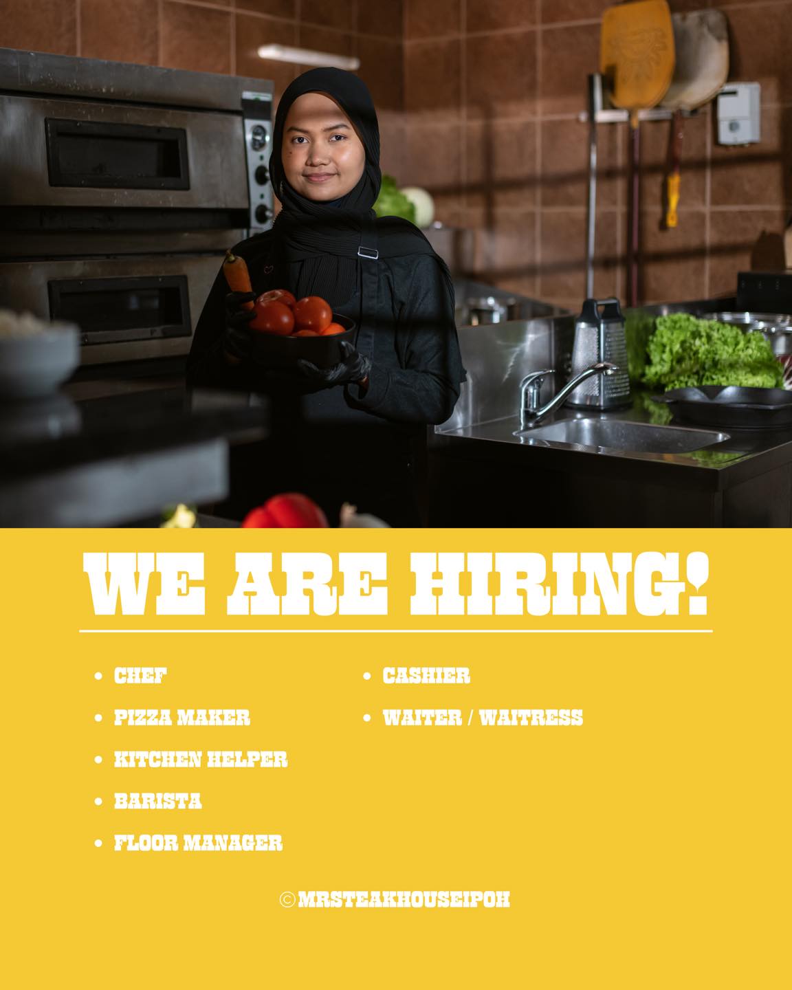 Mr Steak House at Ipoh Facebook ad: JAWATAN KOSONG KEMASUKAN SEGERA!