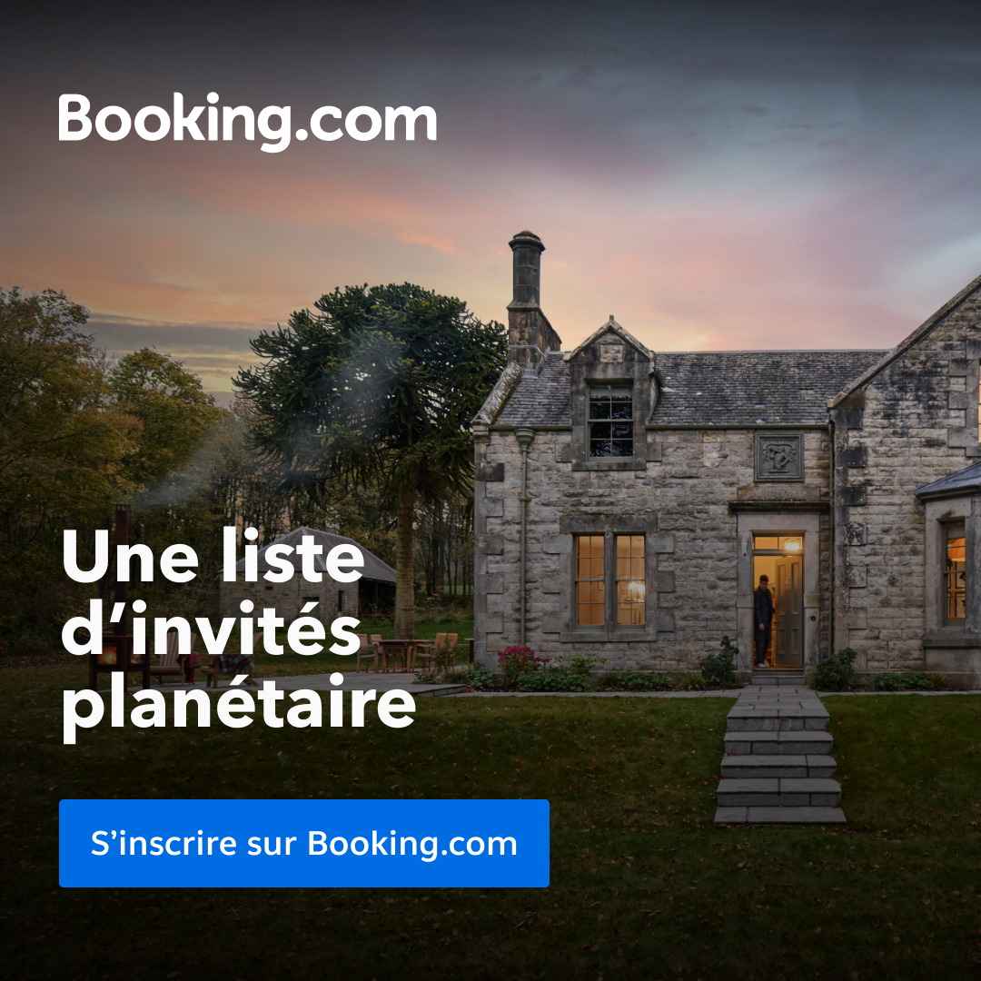 Booking.com Facebook ad: Votre 1re réservation à portée de main