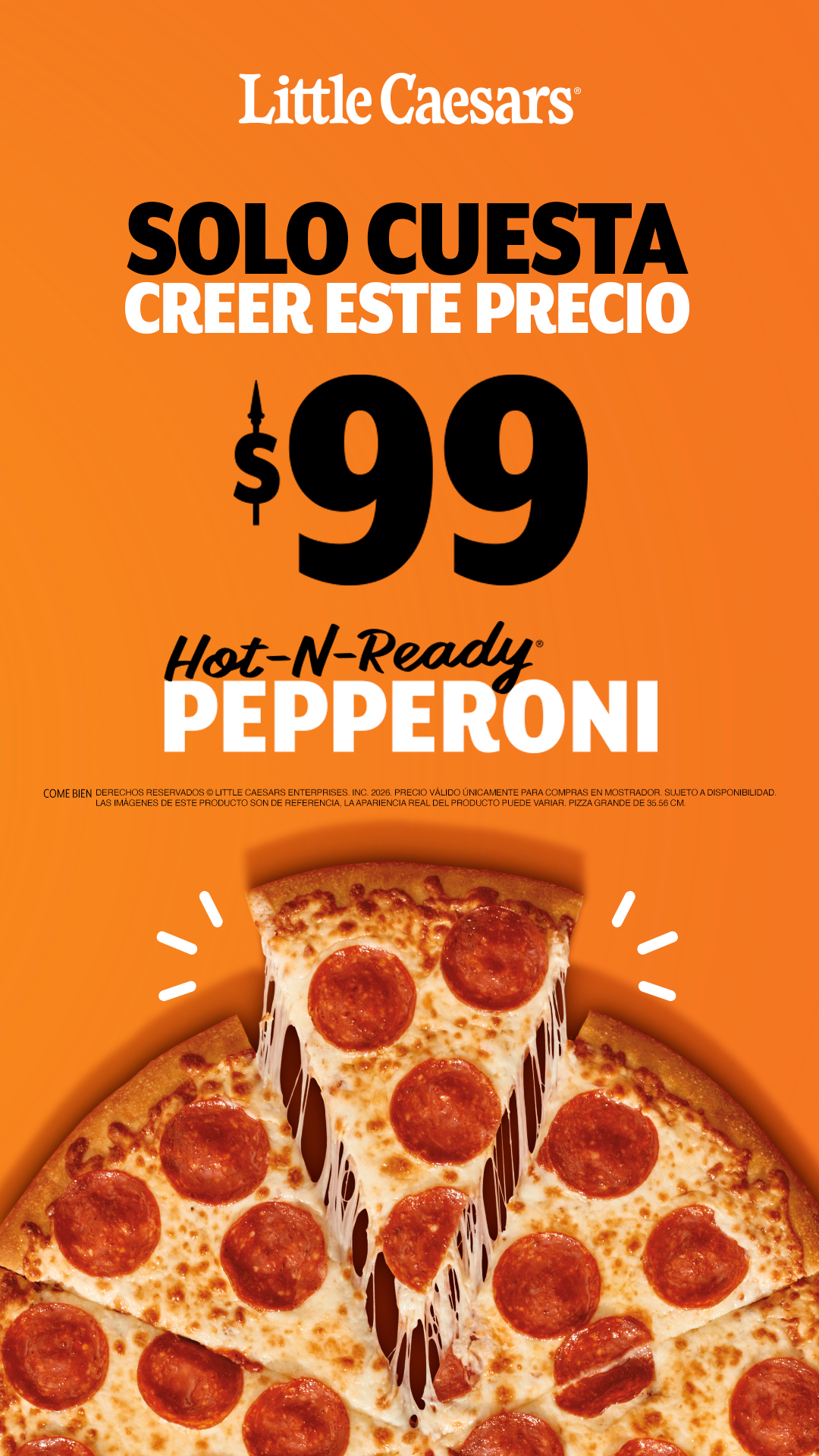 Little Caesars Facebook ad: ¡Pizza a precio increíble!