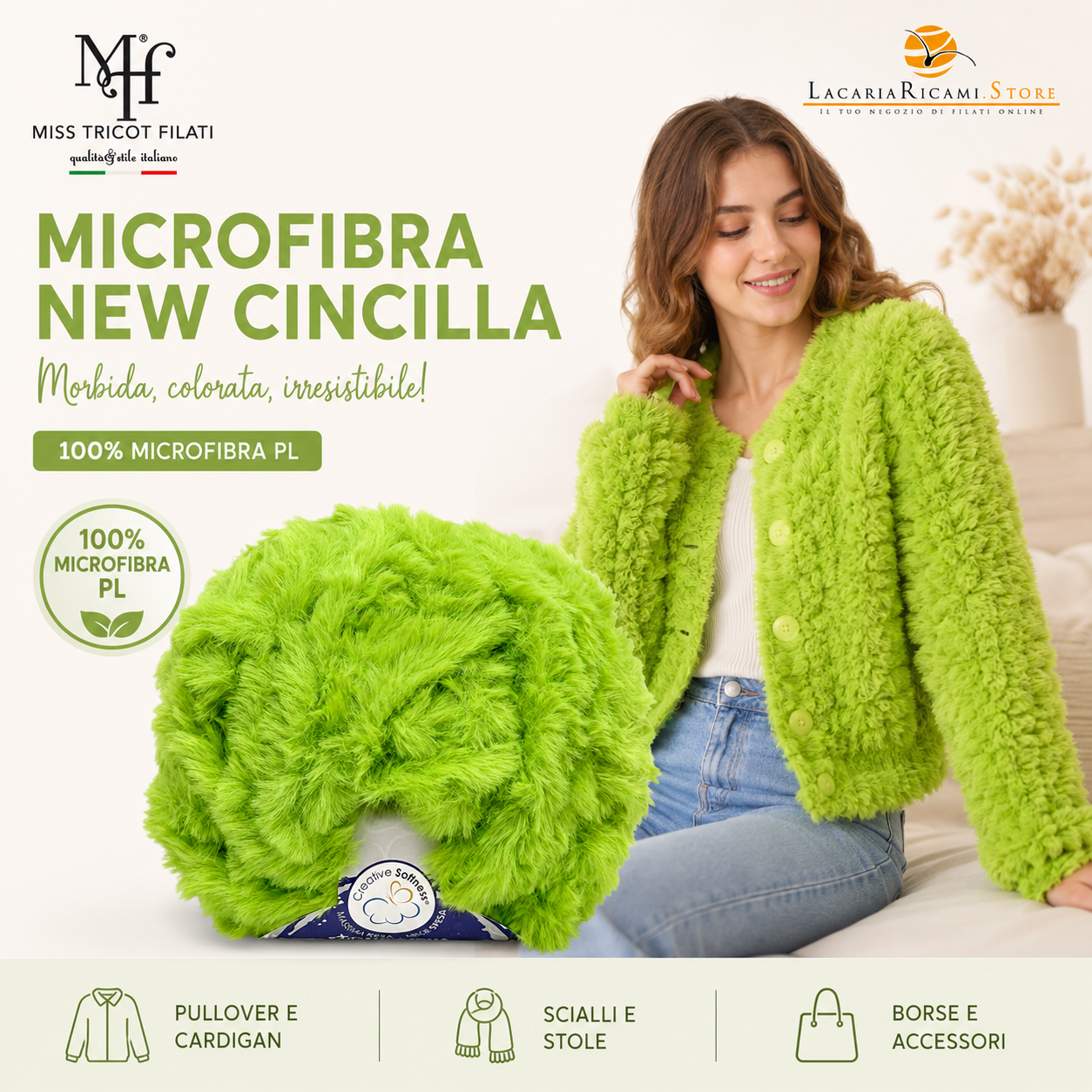 LacariaRicami.Store Facebook ad: Microfibra New Cincillà 100g 65m Miss