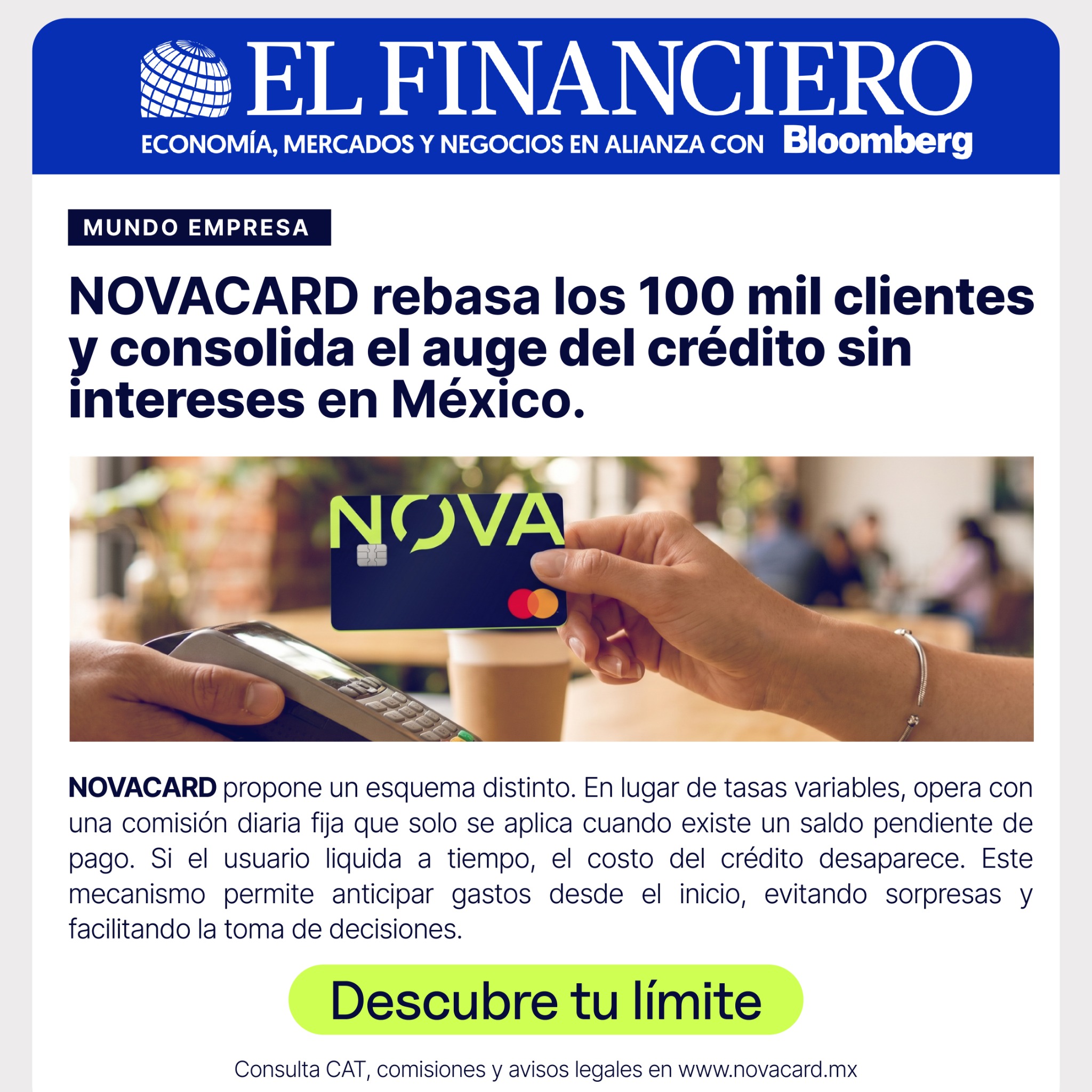 Novacard Facebook ad