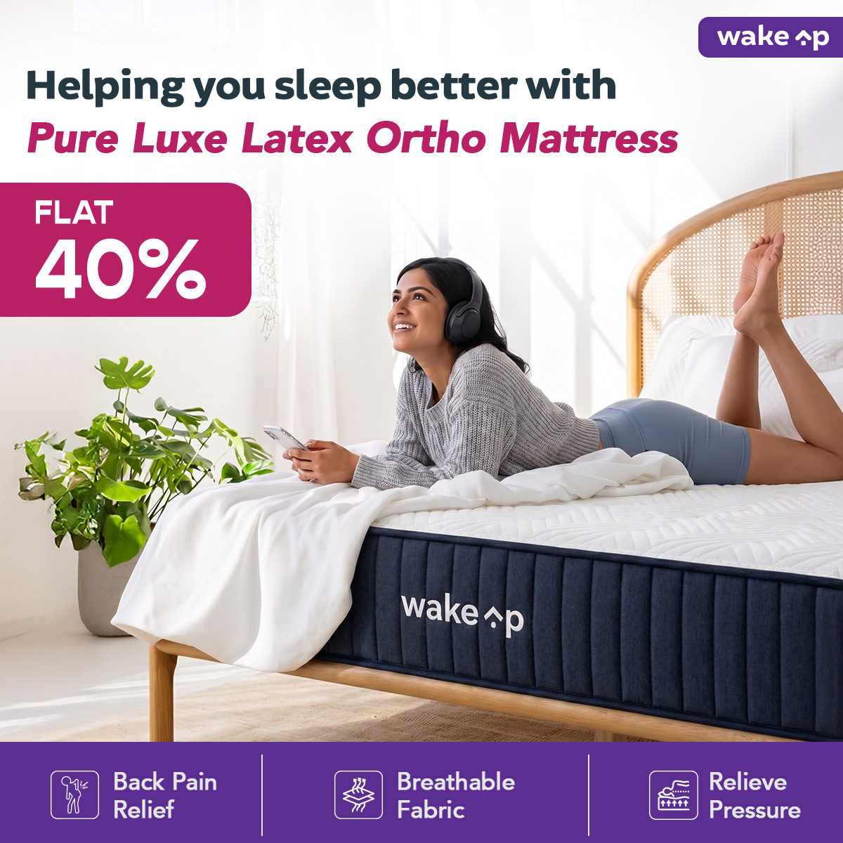 Wakeup India Facebook ad: Upgrade your sleep with Wakeup’s premium mattress…