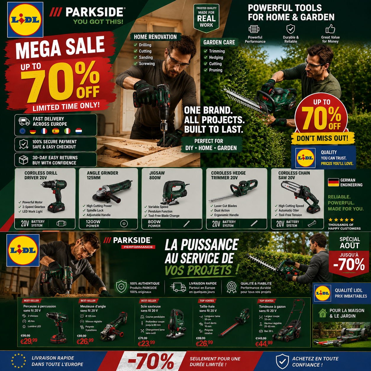 PK diy shop Facebook ad: PARKSIDE:The perfect season to upgrade your home, garden…