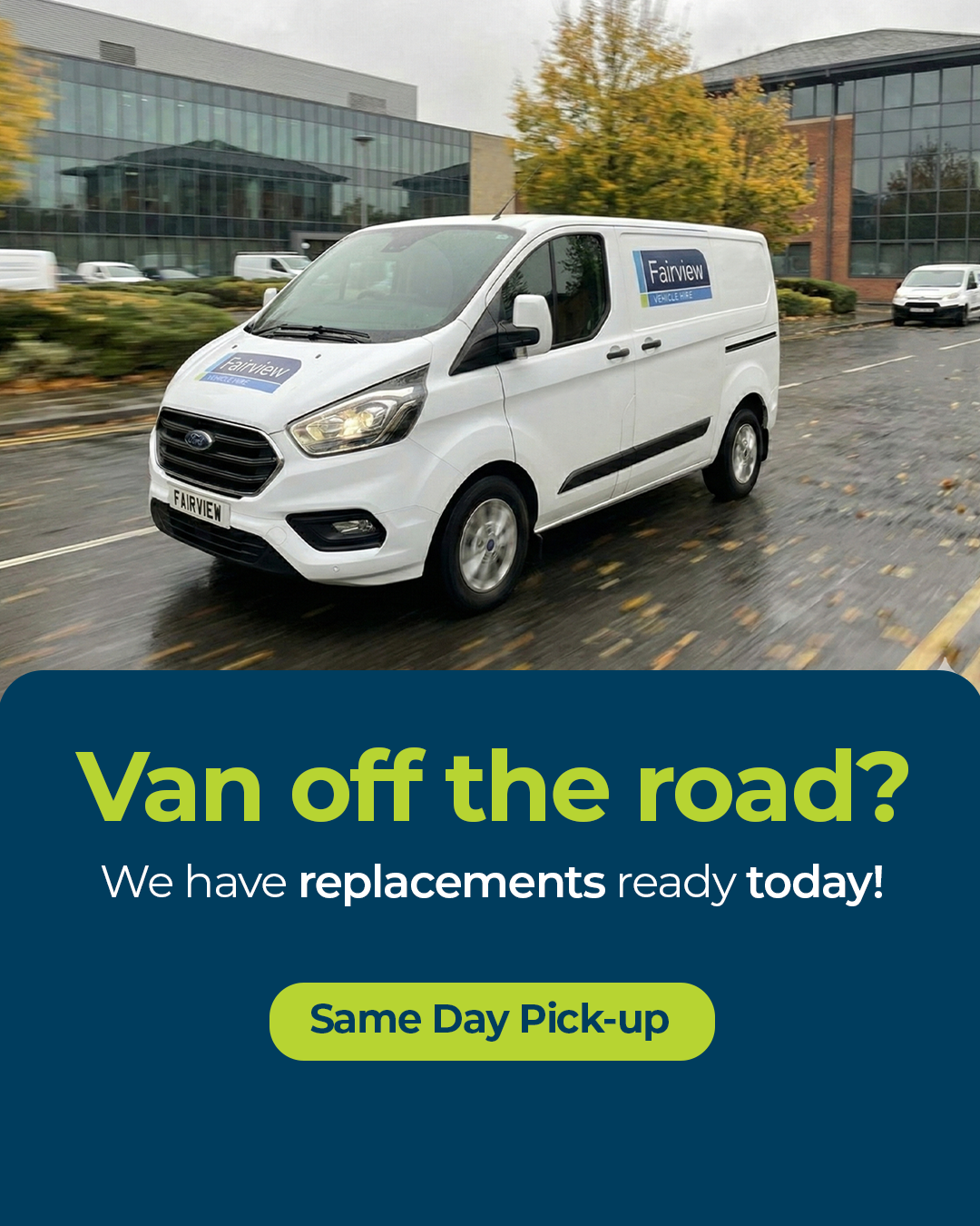 Fairview Vehicle Hire Facebook ad from May 22, 2026