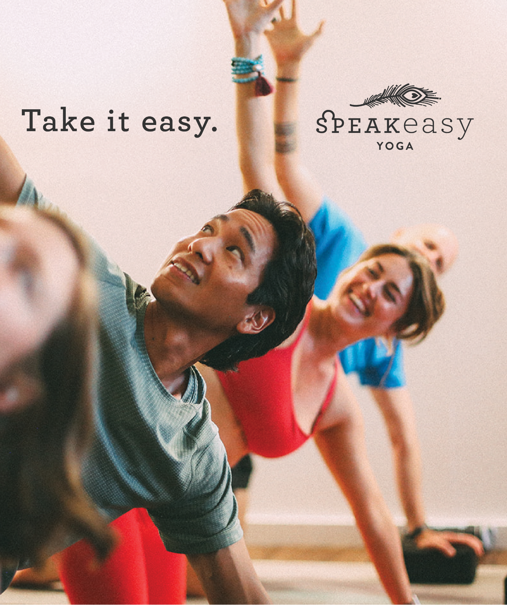 Speakeasy Yoga Facebook ad: A vibrant, friendly community awaits you! Come check out…