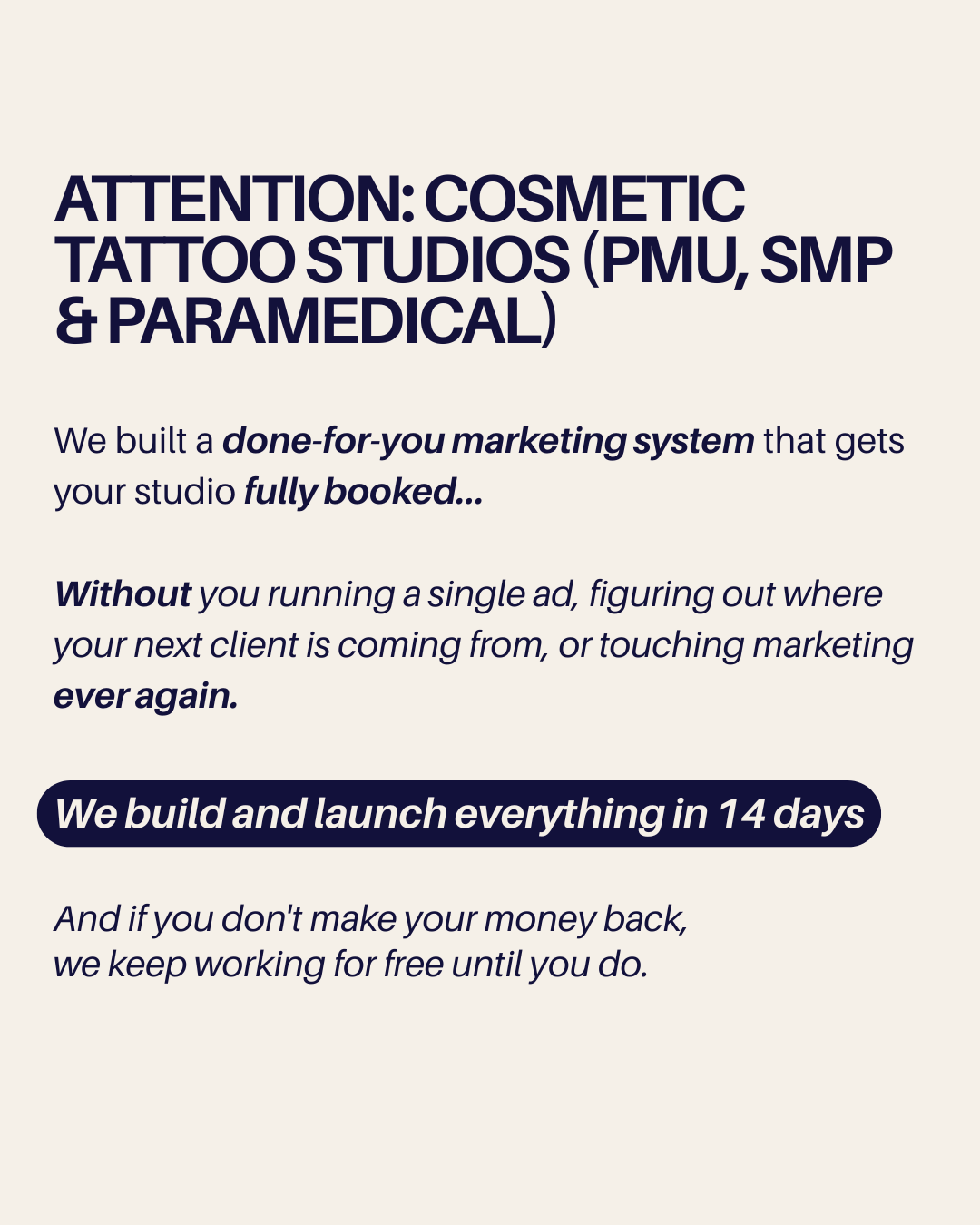 Danny Tran Facebook ad: Attention PMU, SMP and Paramedical Artists.
