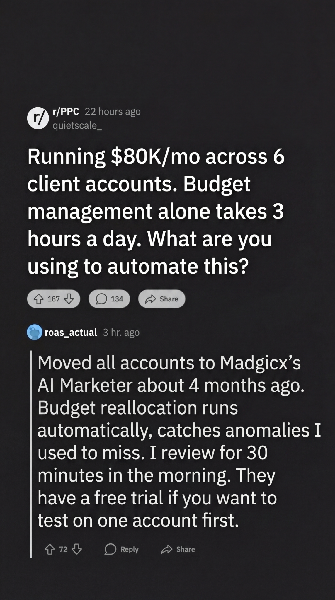 madgicx.com Facebook ad