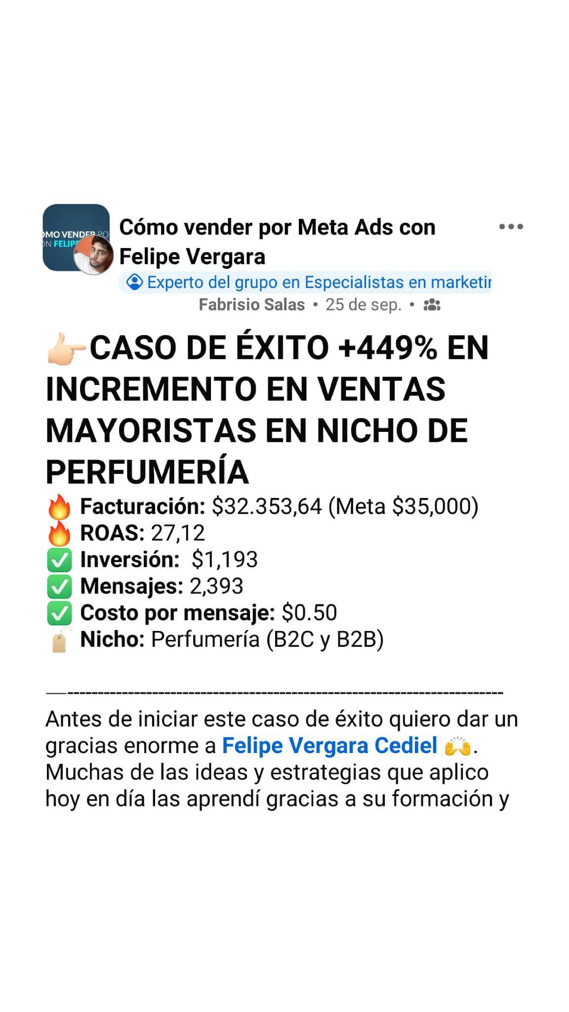 Felipe Vergara Facebook ad