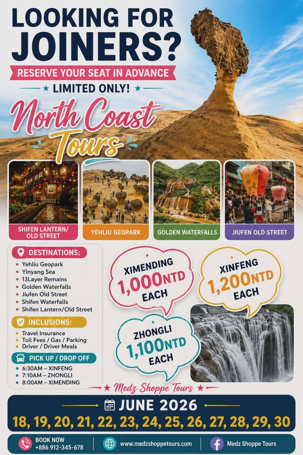 Taiwan Eason peng Tourist guide Facebook ad: 𝗧𝗢𝗨𝗥𝗦 𝗦𝗖𝗛𝗘𝗗𝗨𝗟𝗘𝗗 𝗙𝗢𝗥