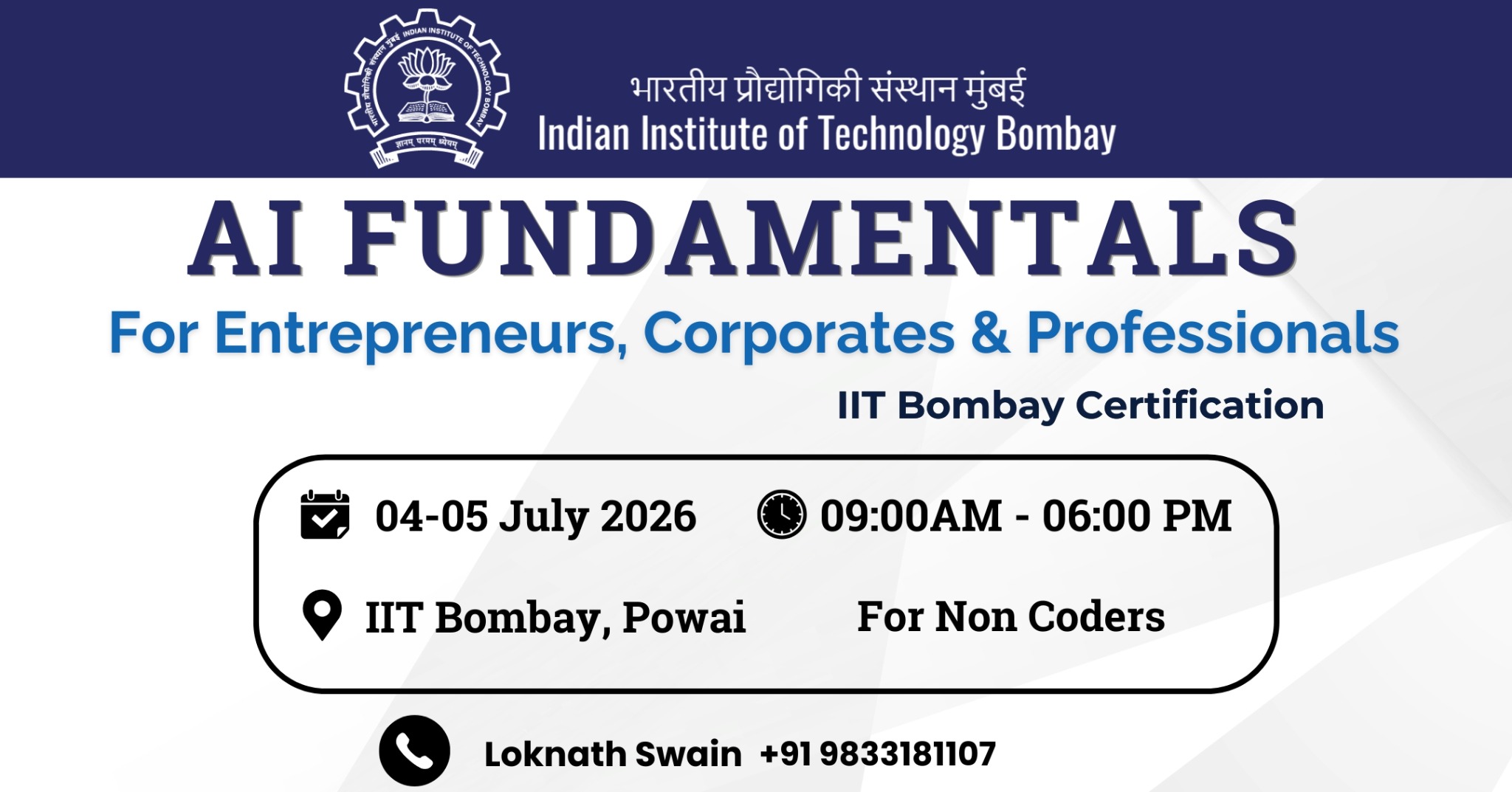 AI Mastery Mentor Facebook ad: IIT Bombay launches 14th AI 2 days Training
