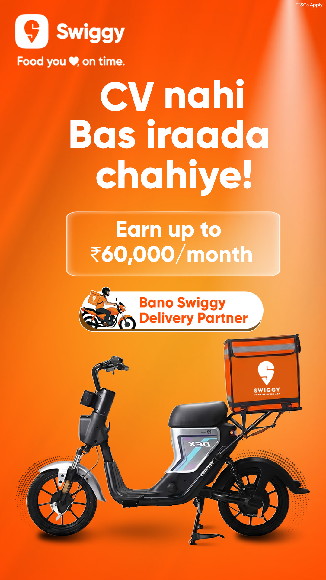 Swiggy Delivery Partners Facebook ad from Aug 1, 2026