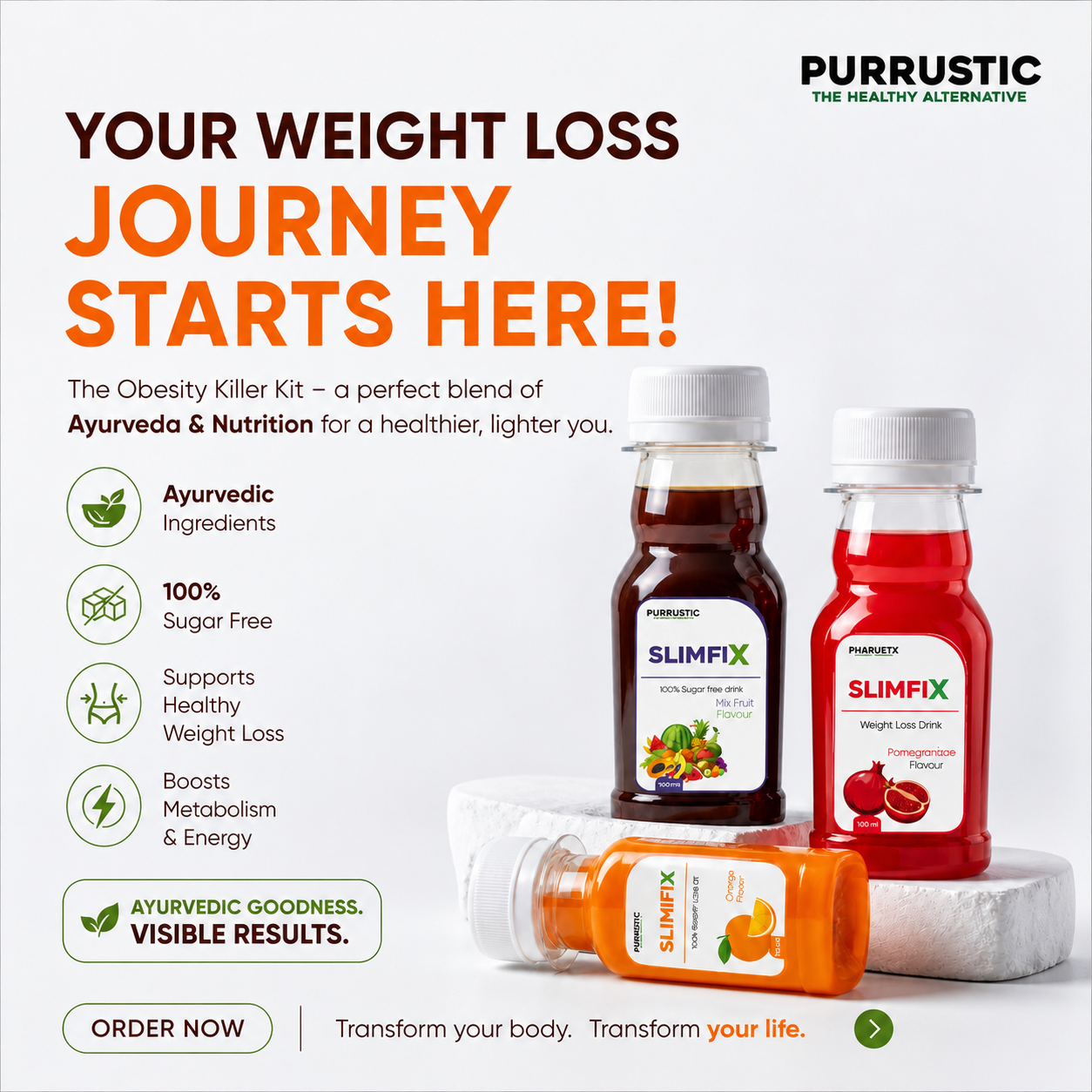 Purrustic Facebook ad: Slimfix - Burn Fat. Feel Light