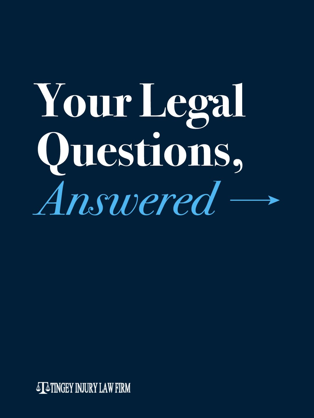 Tingey Injury Law Firm Facebook ad: Legal questions shouldn’t keep you up at night.
