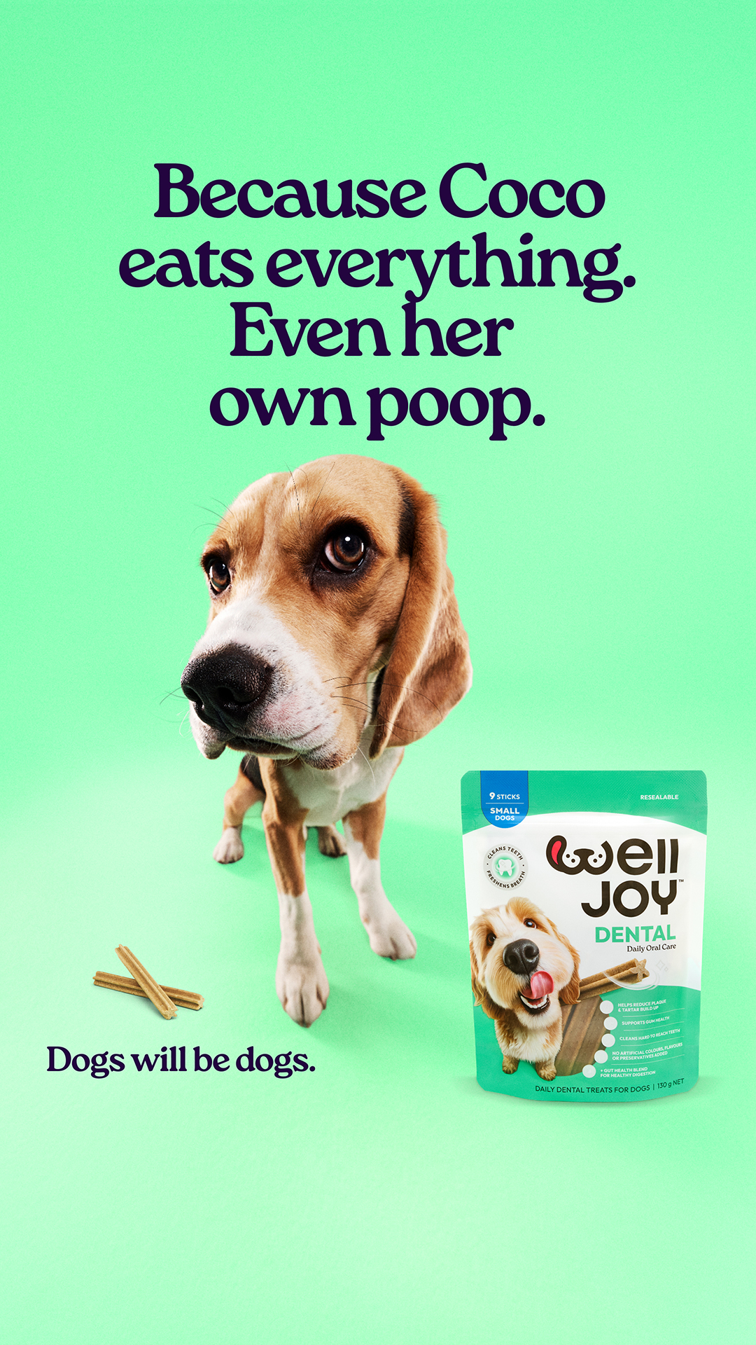 WellJoy Australia Facebook ad: Eats her own poo?