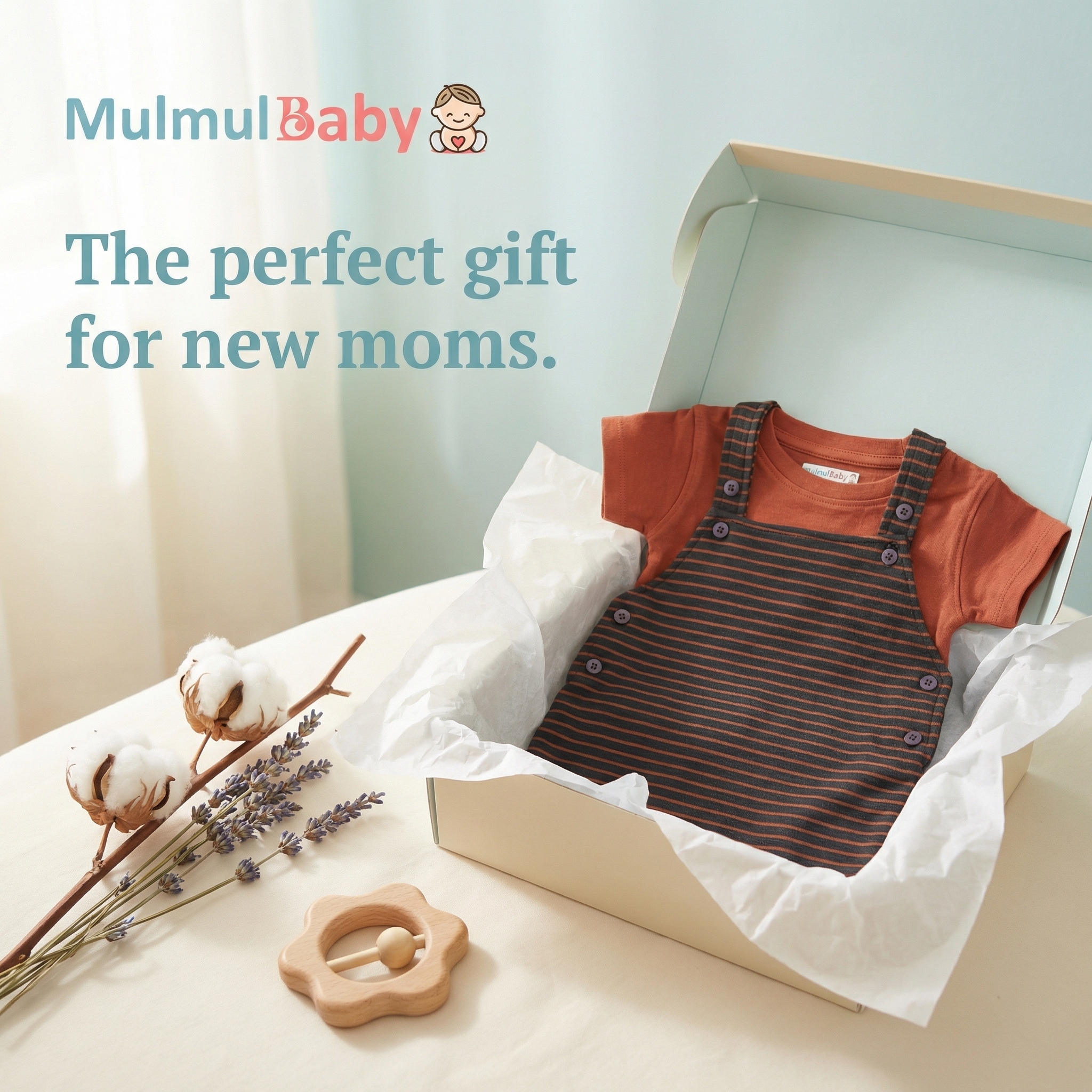 Mulmulbaby Facebook ad: 2-Piece Overalls/Dungaree Set - Burnt Orange Stripes