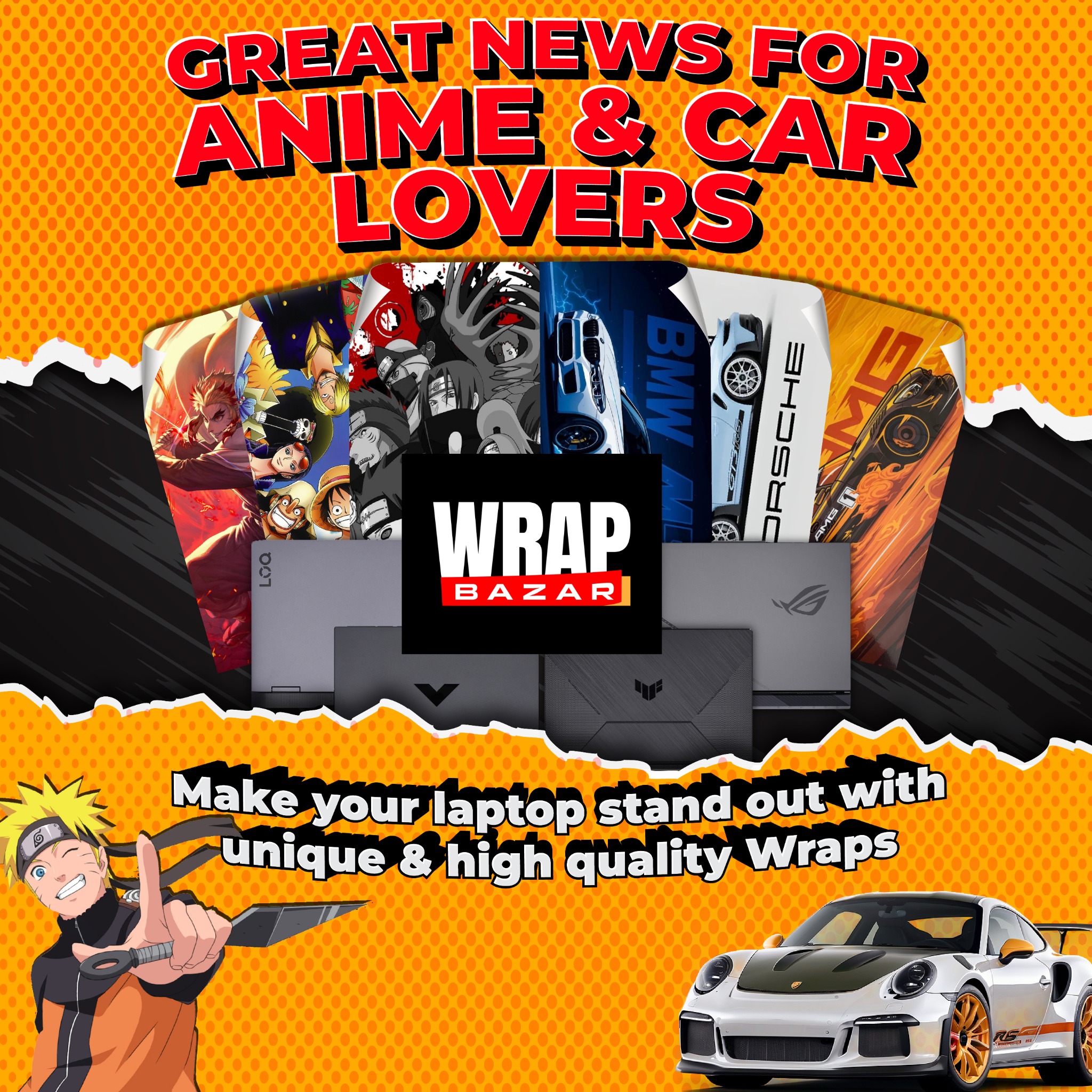 WRAP BAZAR Facebook ad: Now at Kochi Get your laptop wrapped today