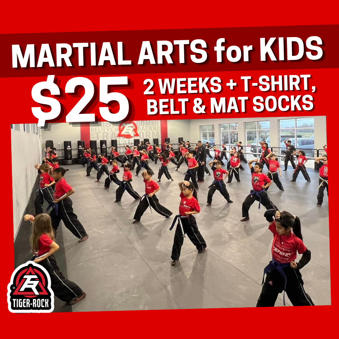 Tiger Rock Martial Arts of Evans Facebook ad: Confidence Starts Here, 2 Weeks + FREE Gear for $25!