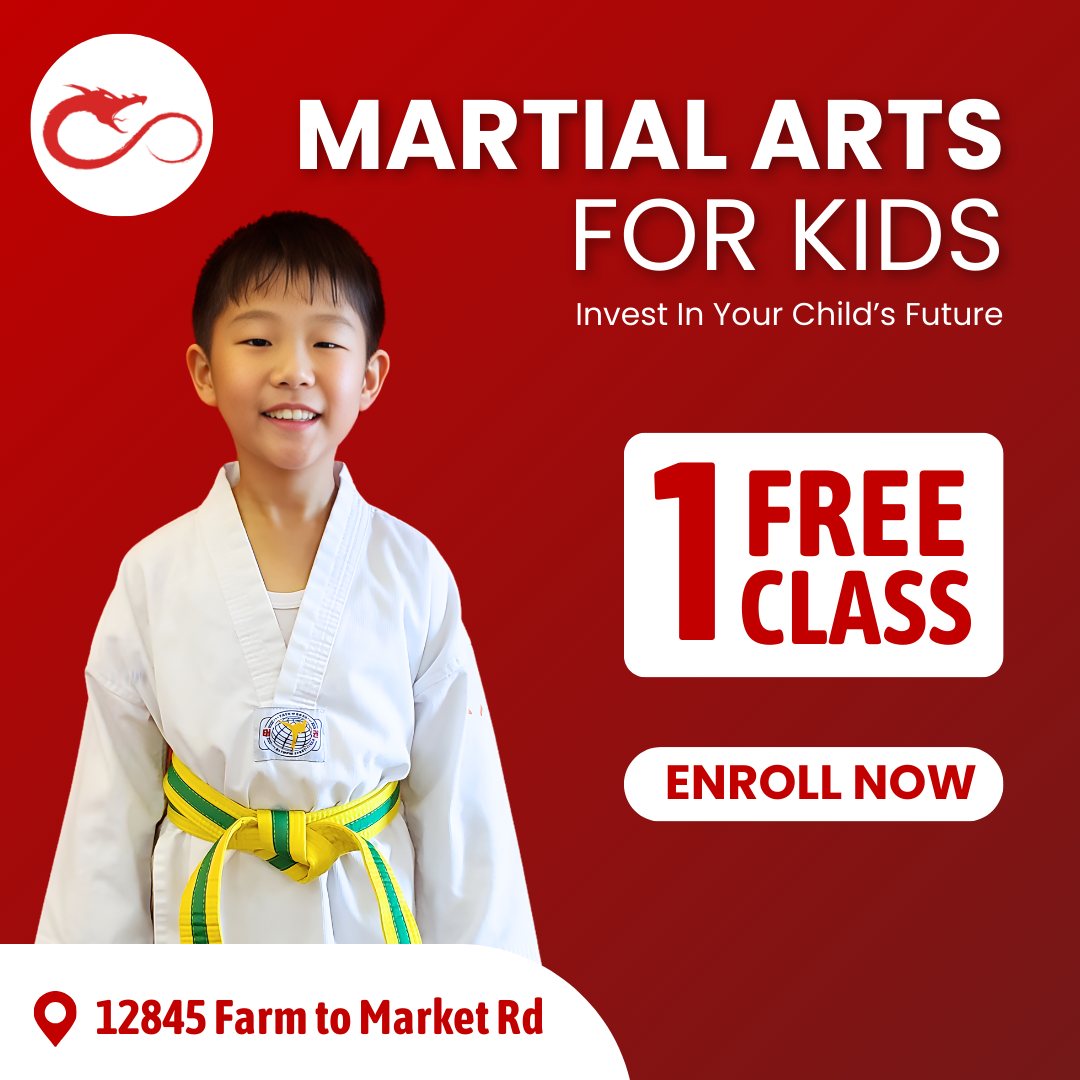 Infinity Taekwondo Facebook ad: Kids Taekwondo (Ages 4+) | Free Trial Pass