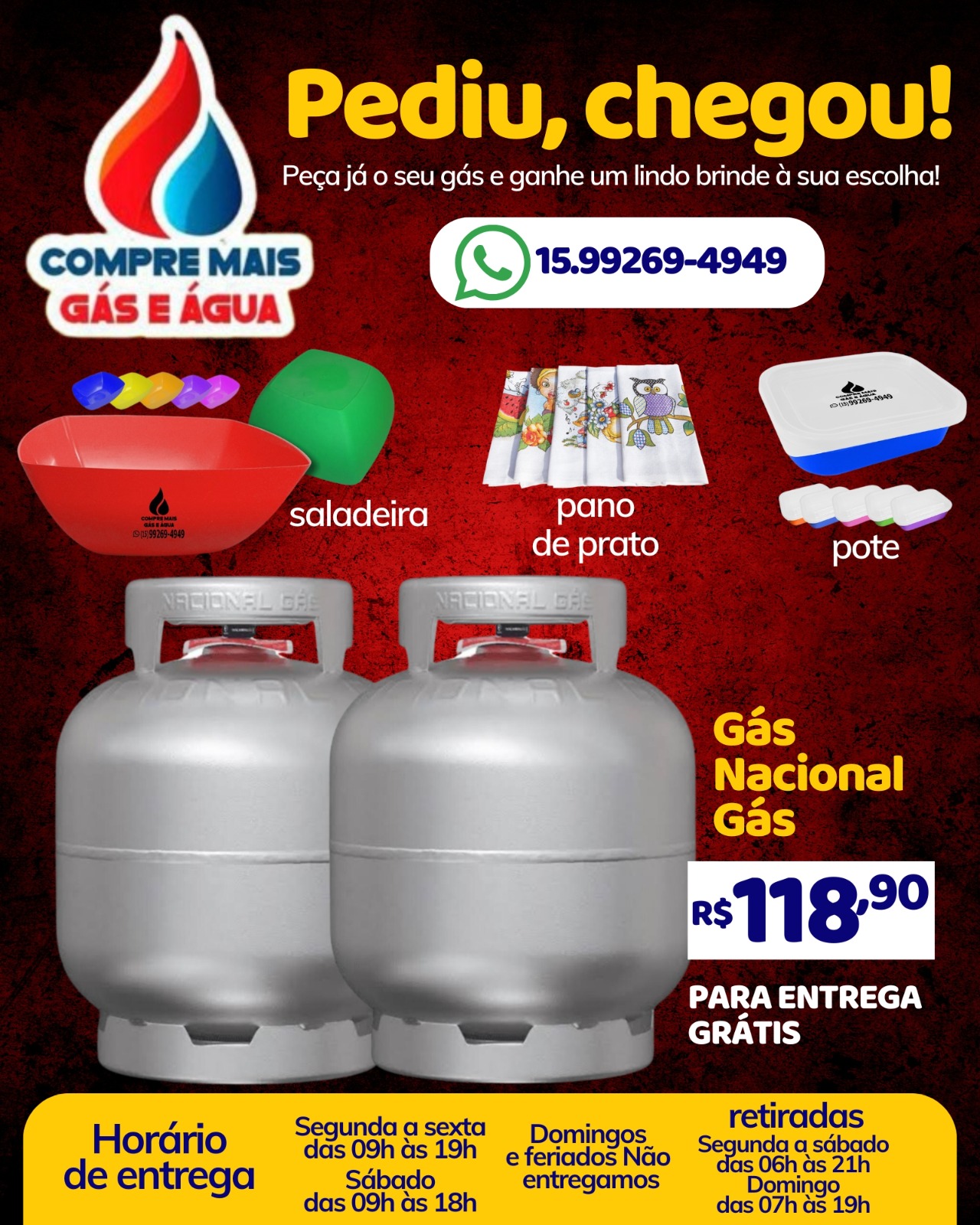 Compre Mais - Gás e Água Facebook ad: Peça agora mesmo!