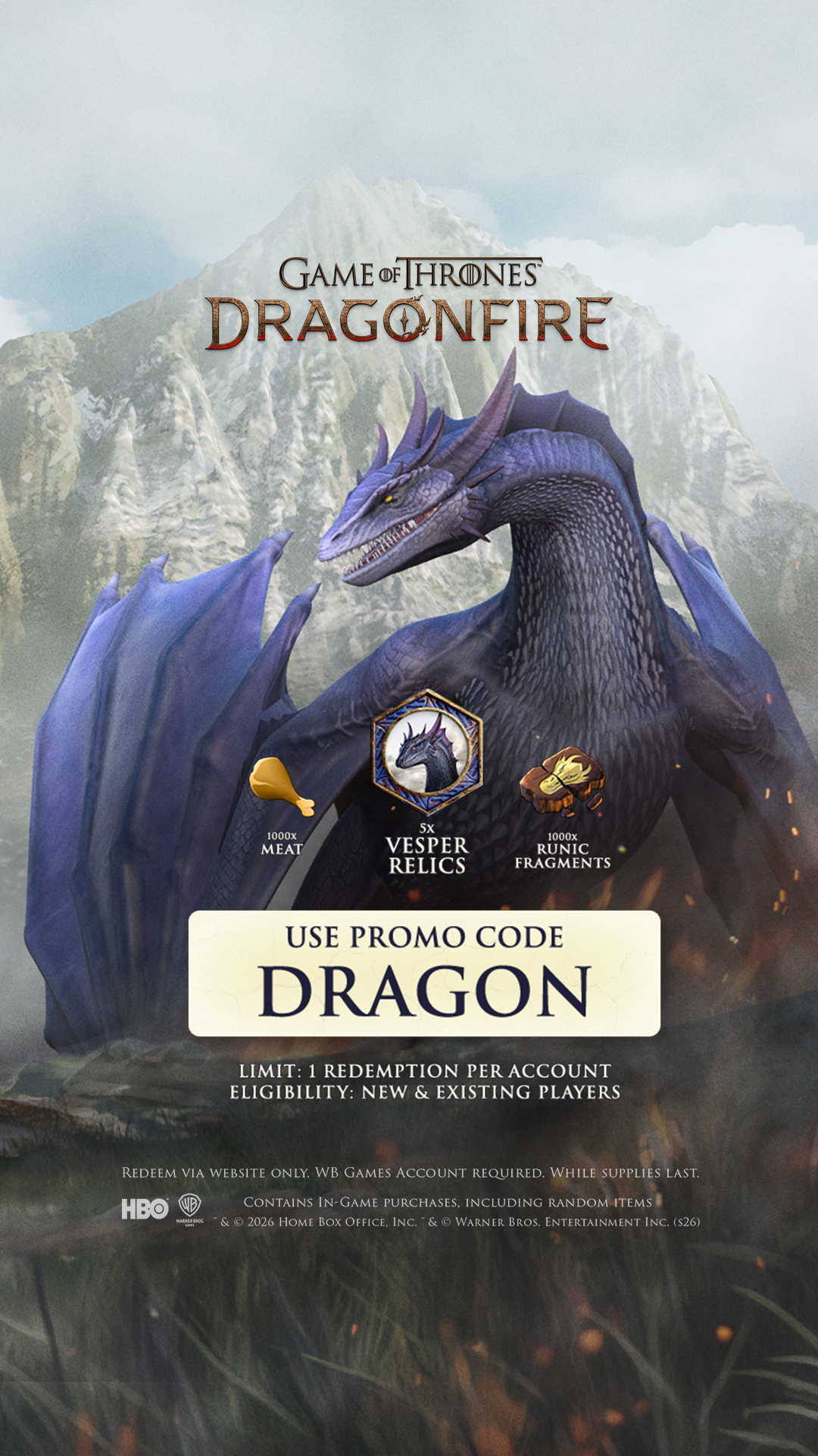 Game of Thrones: Dragonfire Facebook ad