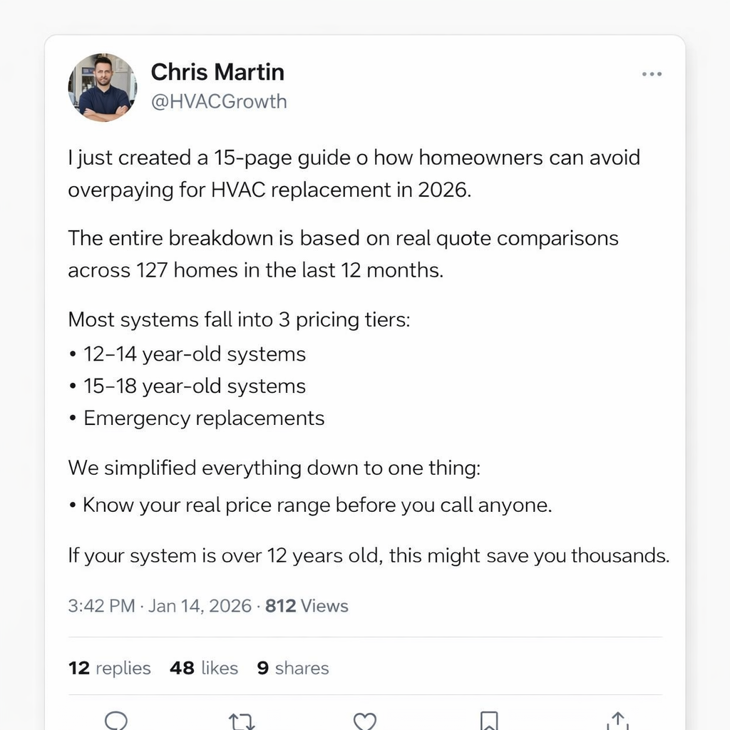 Genz-Ryan Heating, Cooling, Plumbing, and Electrical Facebook ad: How Much Does A New AC Cost?
