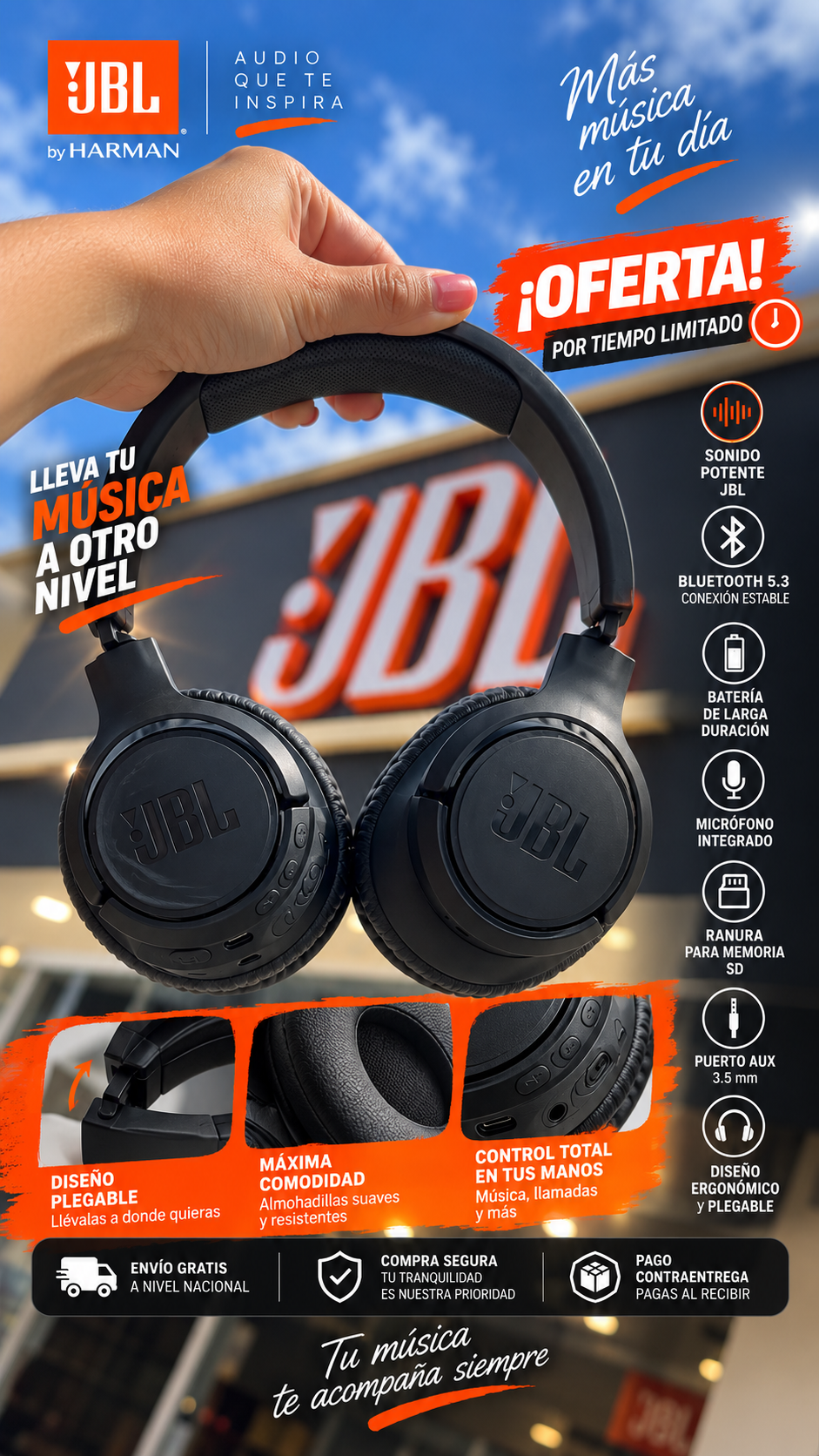 Calidad Total Facebook ad: Diademas JBL Bluetooth