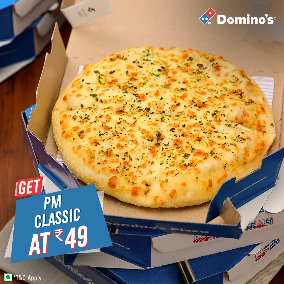 Domino's Pizza India Facebook ad: Domino's Pizza mania Classic Pizza @ ₹49 only