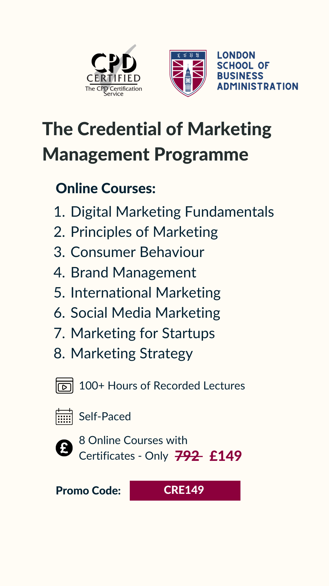 London School of Business Administration Facebook ad