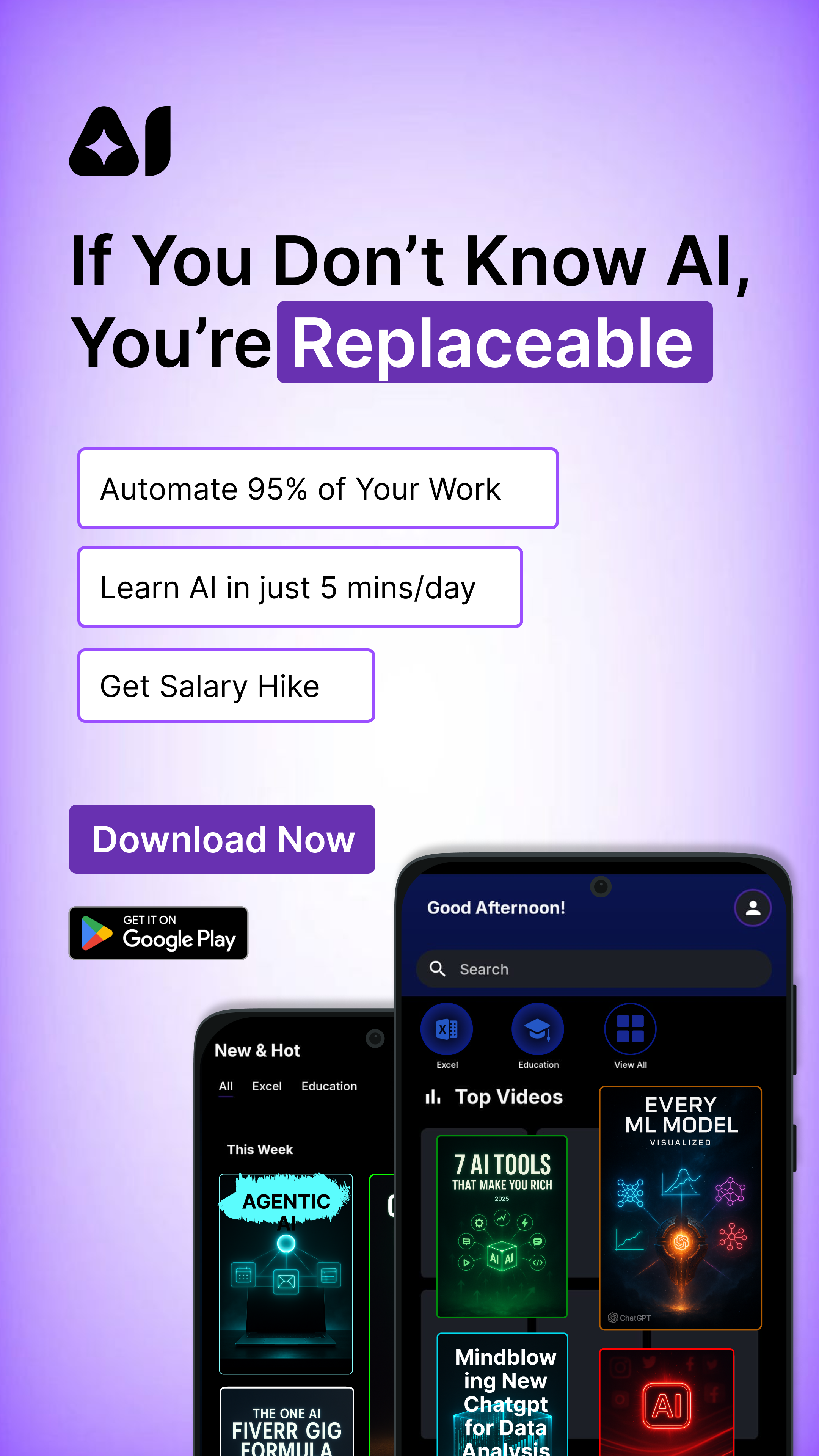 AITV Facebook ad: Learn all AI courses in one app