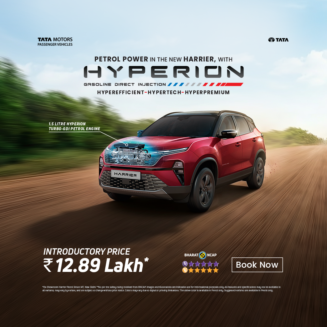 Tata Motors Cars Facebook ad: Drive the new Harrier Petrol with HYPERION TURBO…