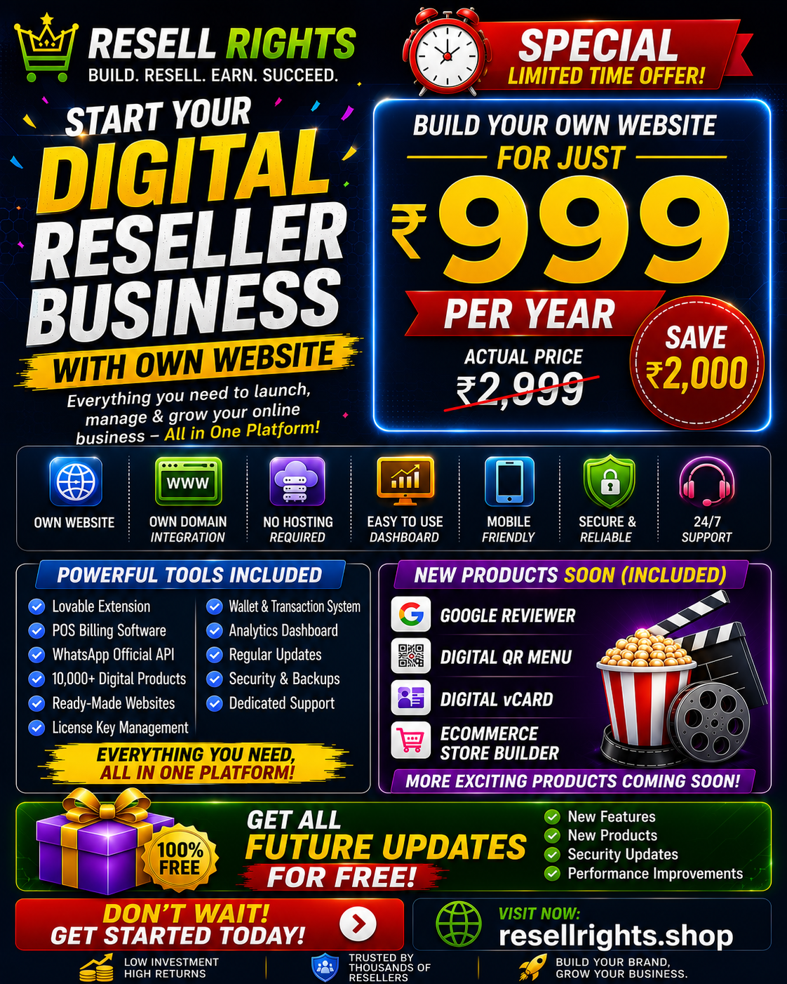 Resell Rights Facebook ad: Resell Rights SaaS Platform | Starting at ₹999/Year