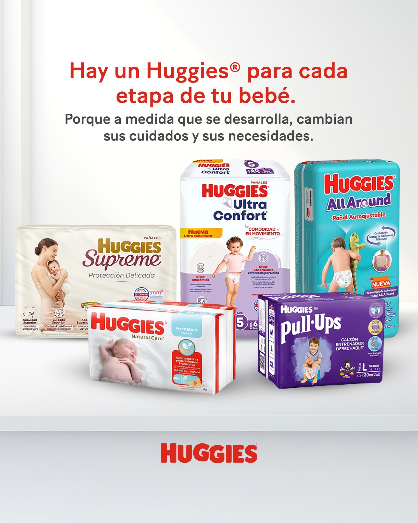 Huggies Mexico Facebook ad: Tu bebé cambia… y sus necesidades también.