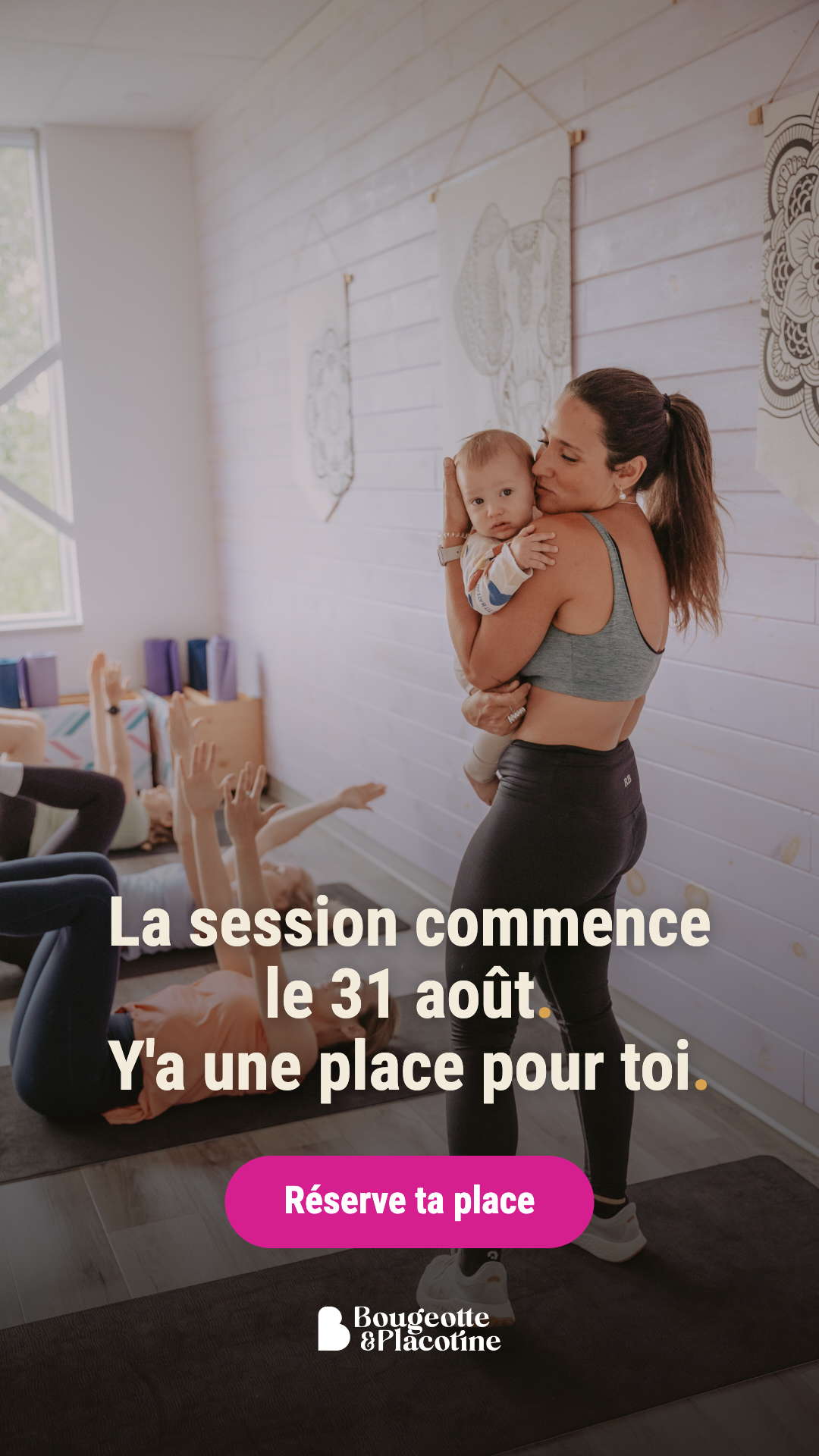 Bougeotte et Placotine Facebook ad: La session commence le 31 août. Y’a une place pour toi.