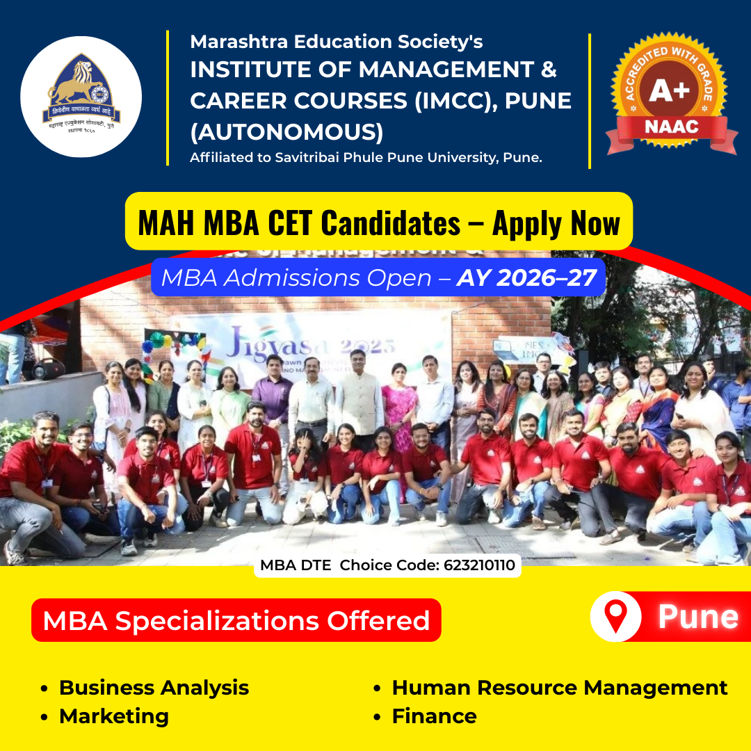 MES Institute of Management and Career Courses - MES IMCC Facebook ad: MBA Admissions Open, AY 2026-27