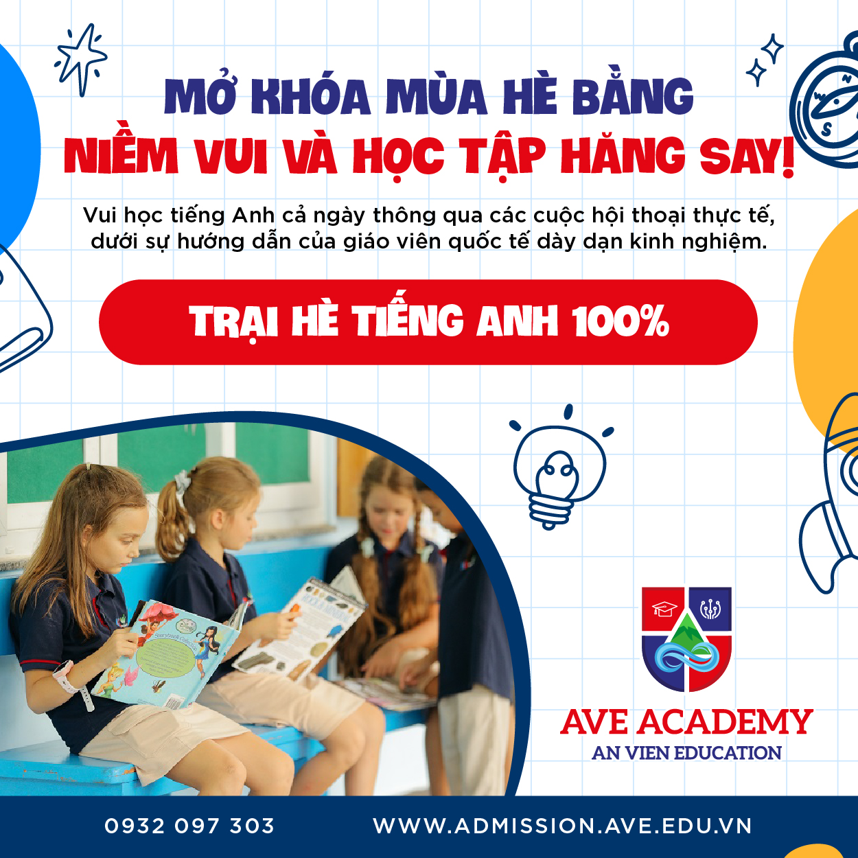 AVE Academy Facebook ad: CHÍNH THỨC MỞ ĐƠN TRẠI HÈ AVE 2026