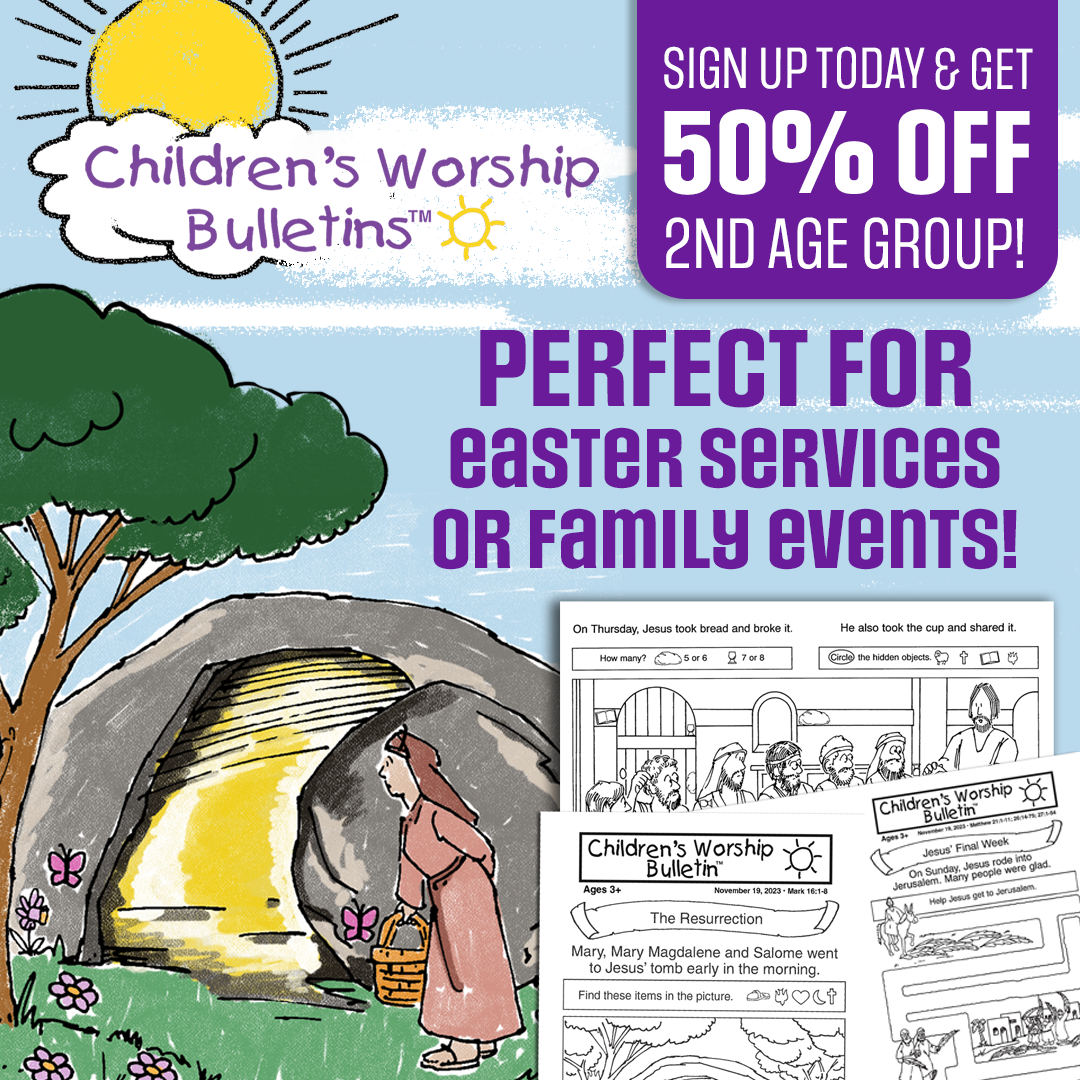 Children's Worship Bulletins Facebook ad