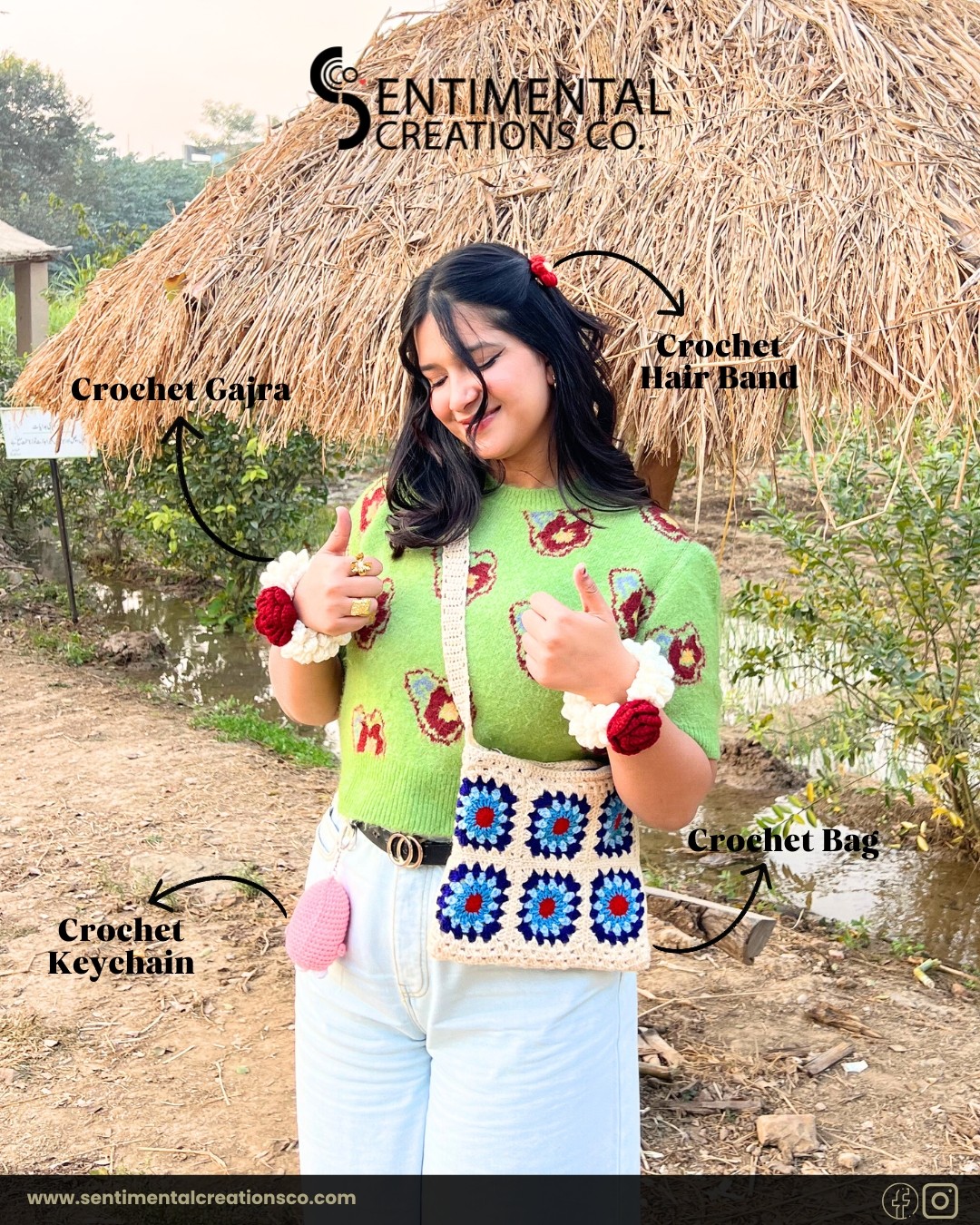 Sentimental Creations Facebook ad: Crochet made beautiful by Sentimental Creations