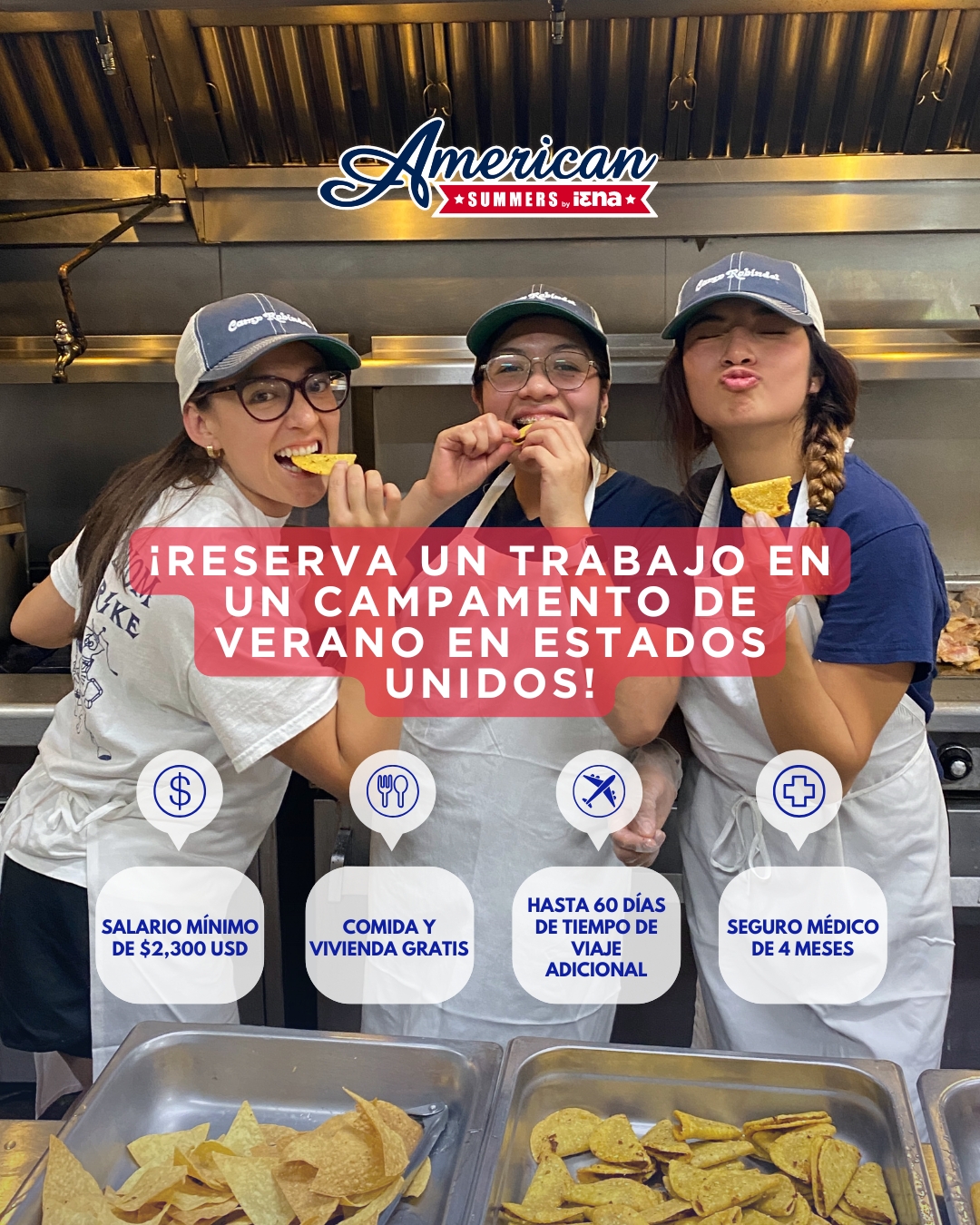 IENA - International Exchange of North America Facebook ad: ¡Los campamentos de verano en los Estados Unidos…