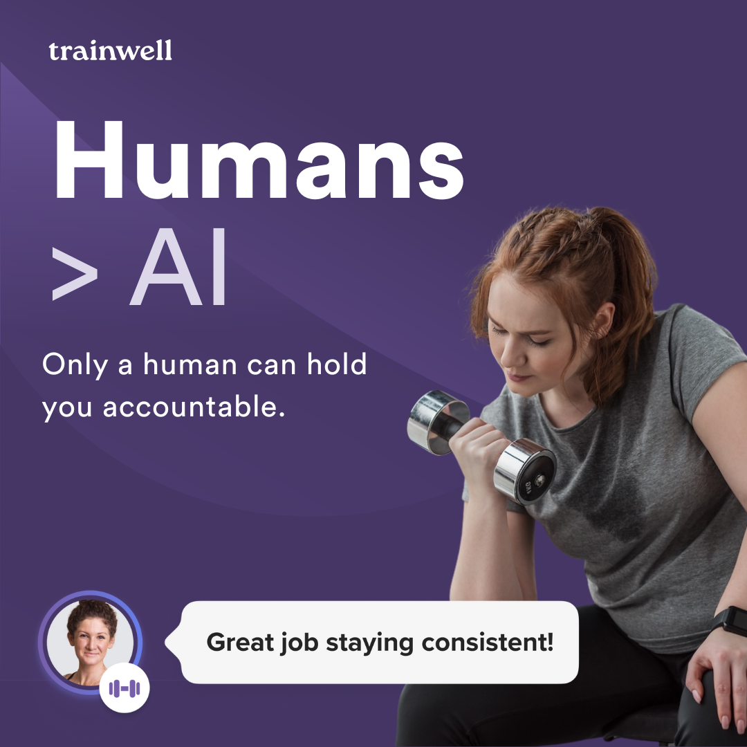 Trainwell Facebook ad: Personal Training with a human
