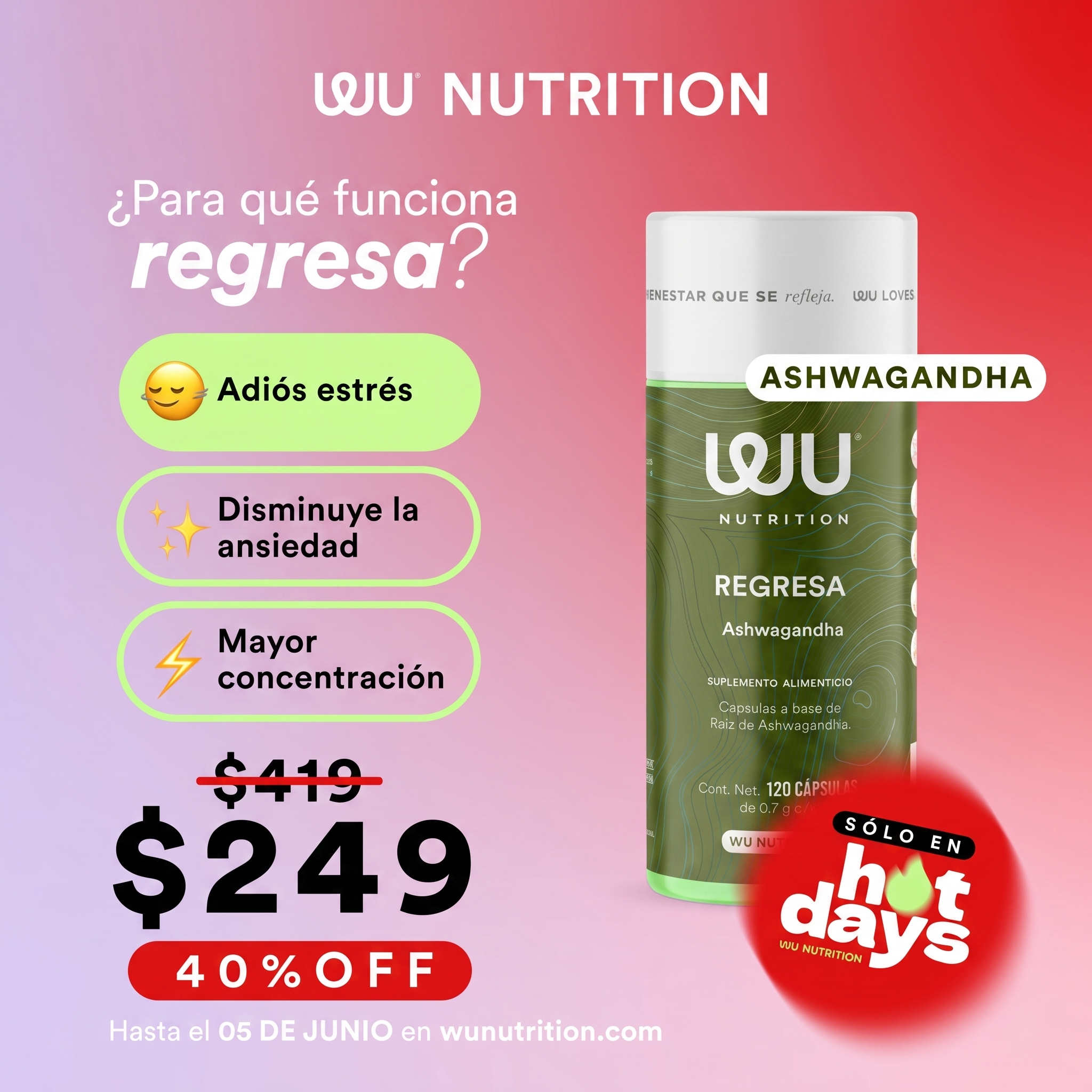 WU Nutrition Facebook ad