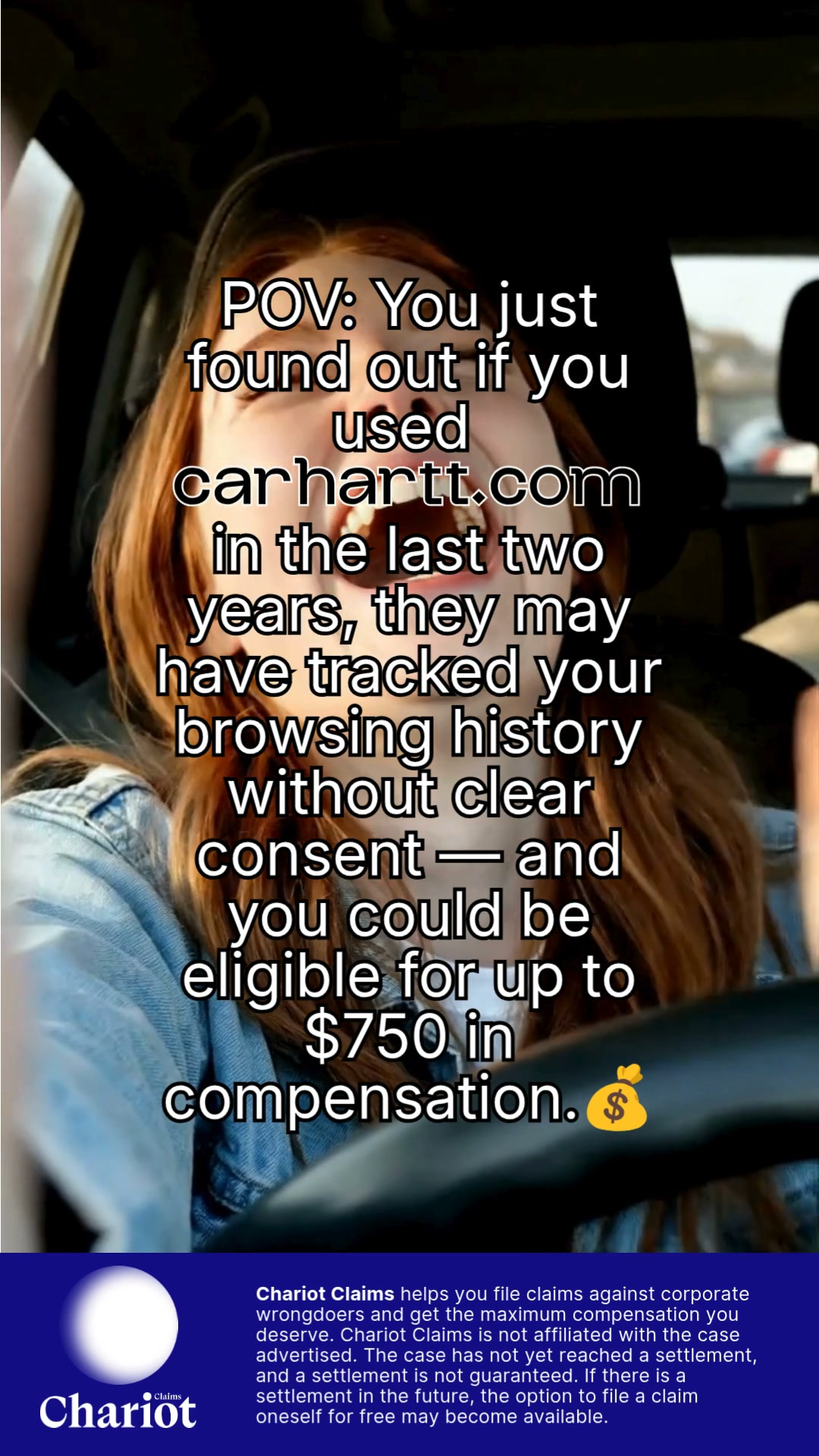 Chariot Claims - formerly ClaimClam Facebook ad from Jul 20, 2026