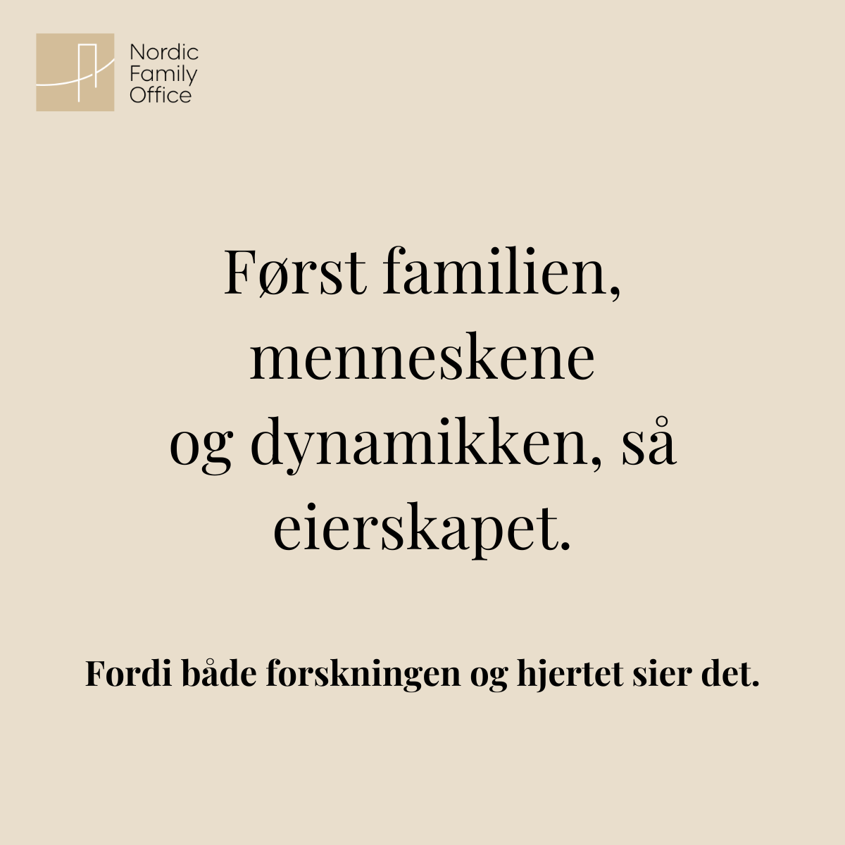 Nordic Family Office Facebook ad: De aller fleste family offices jobber primært med…