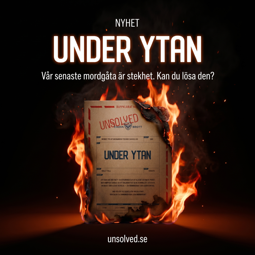 ARKIV by Unsolved - Mordgåtor att lösa hemma Facebook ad: Beställ en mordgåta till bästa spelkvällen