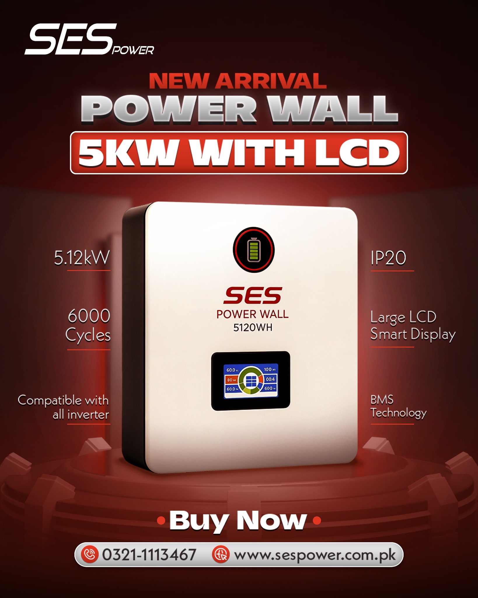 SES Power Facebook ad: Introducing the SES Power Wall 5kW with LCD…