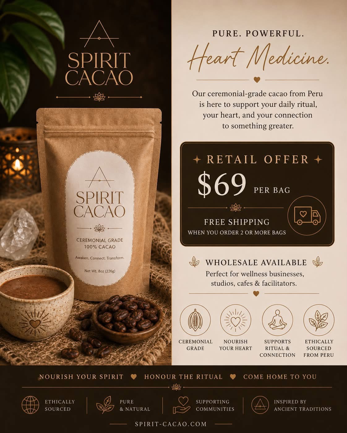 Spirit Cacao Facebook ad from Aug 4, 2026